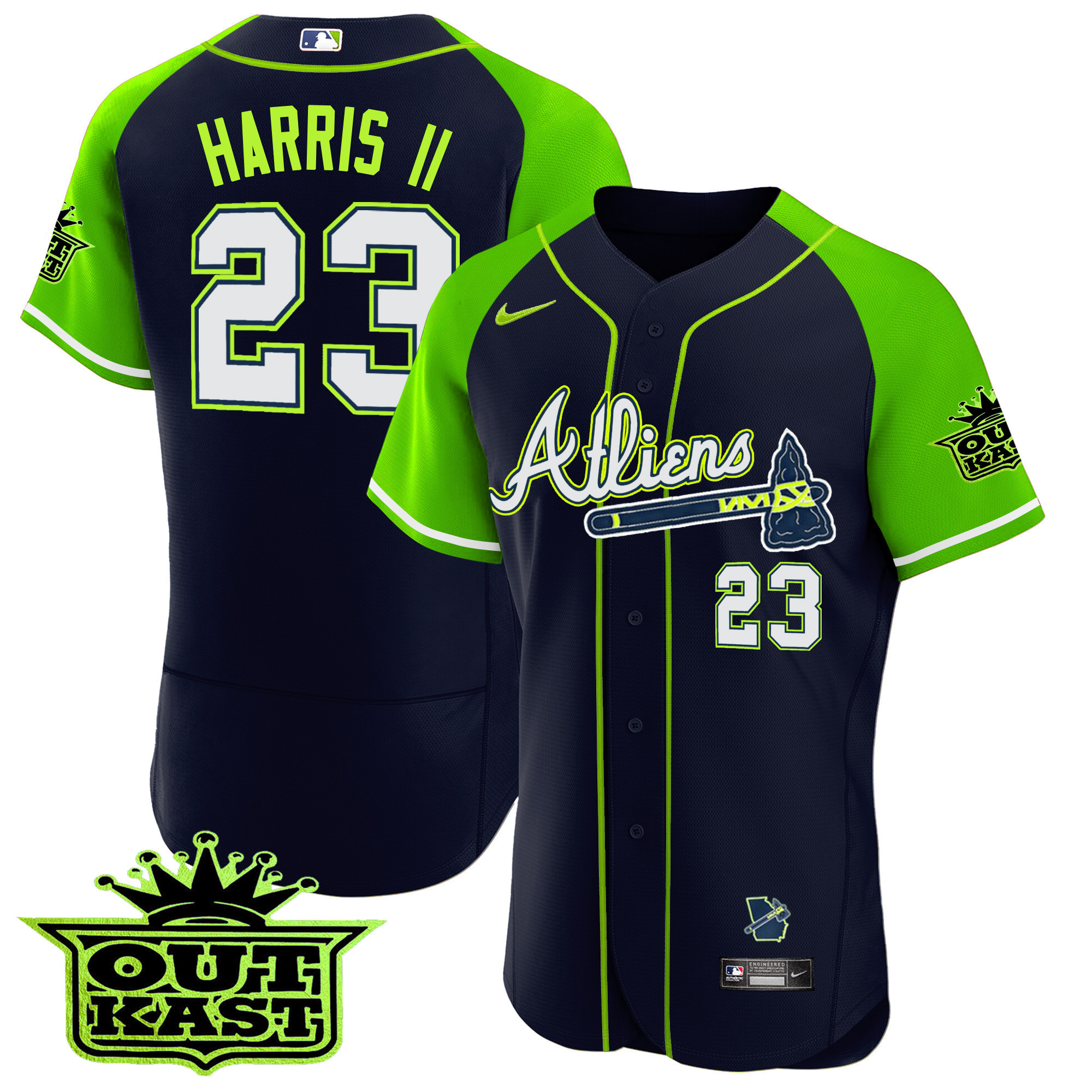 Men's Atlanta Braves Atliens Alternate Flex Base Jersey - All Stitched - Image 6