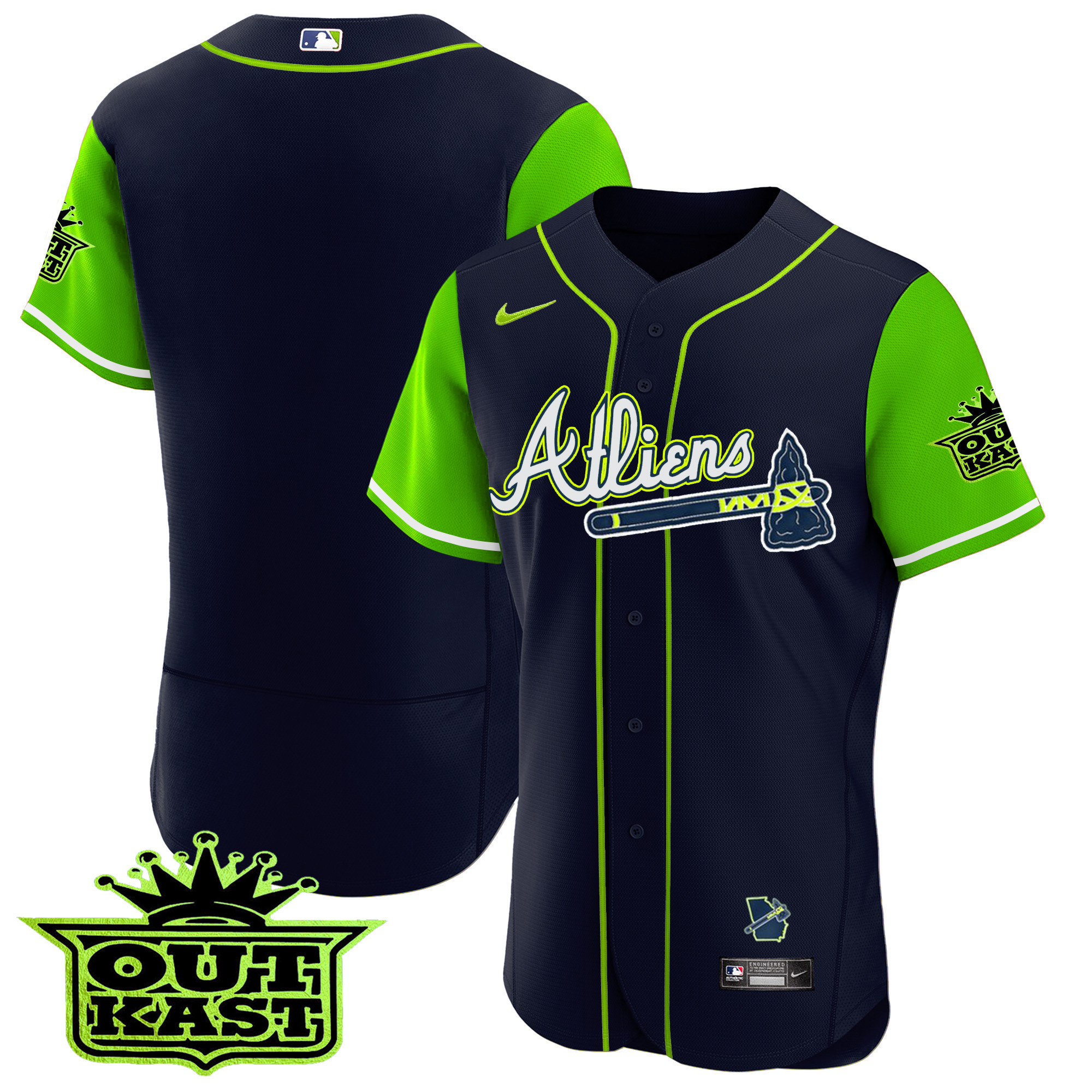 Men's Atlanta Braves Atliens Alternate Flex Base Jersey - All Stitched - Image 45