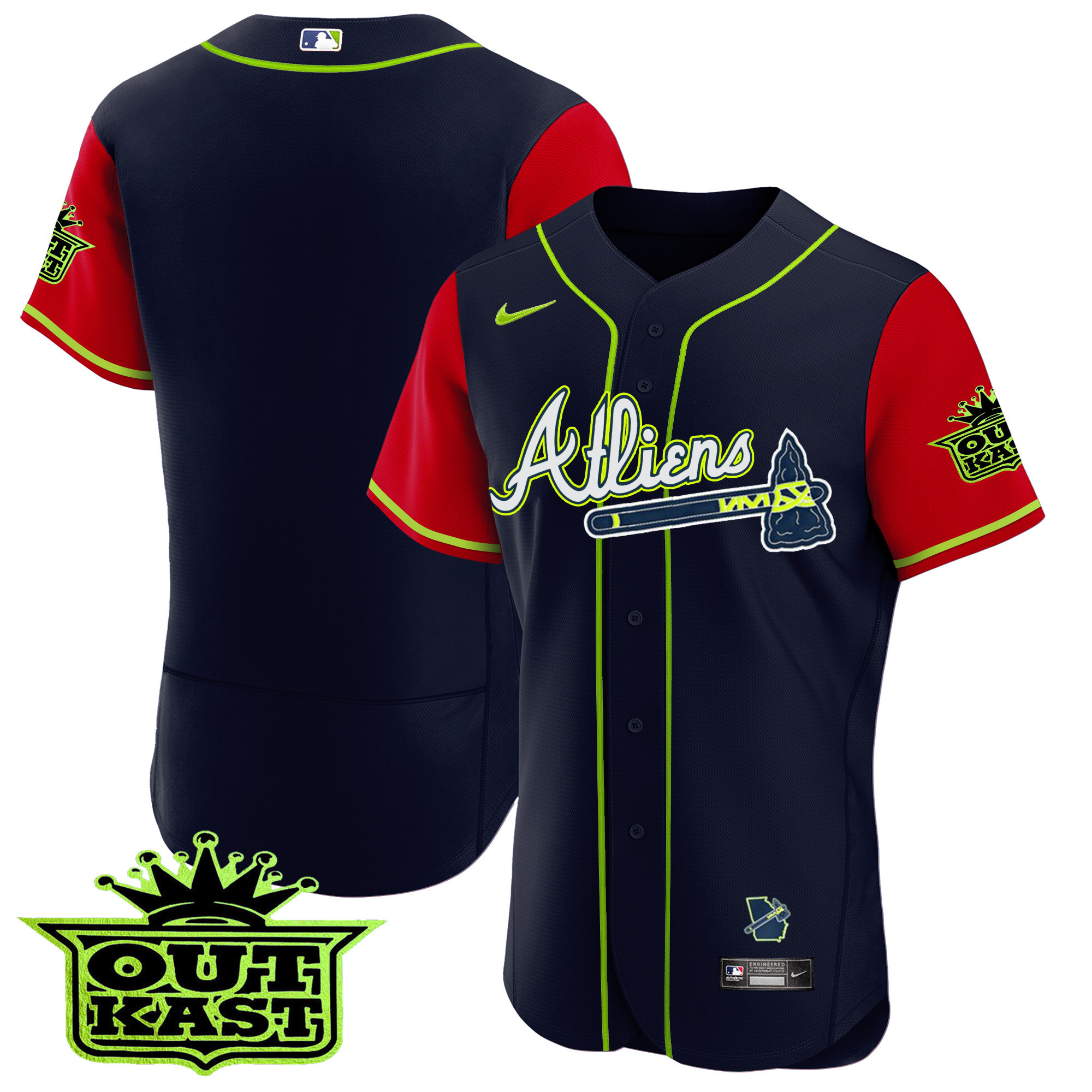 Men's Atlanta Braves Atliens Alternate Flex Base Jersey - All Stitched - Image 54