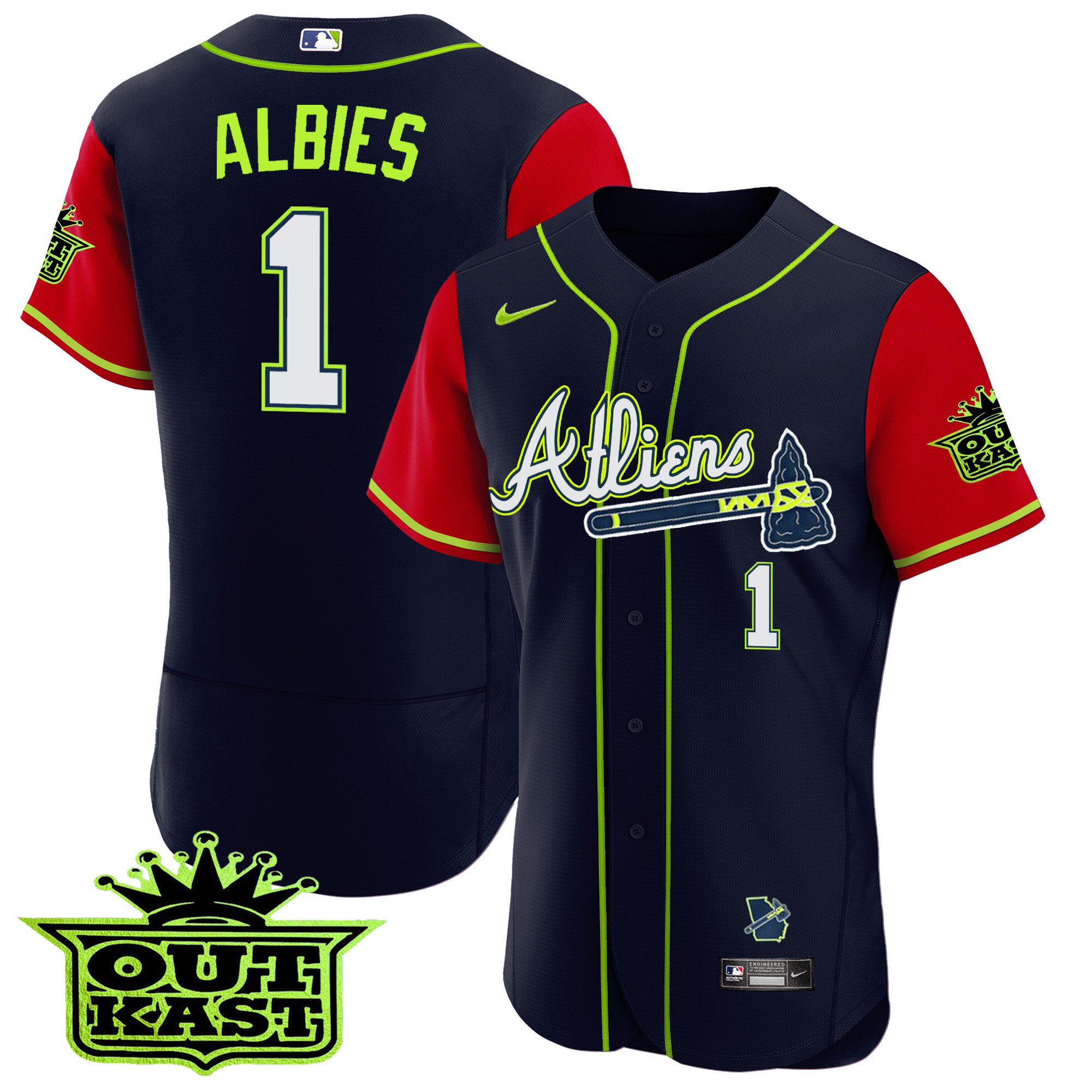 Men's Atlanta Braves Atliens Alternate Flex Base Jersey - All Stitched - Image 53