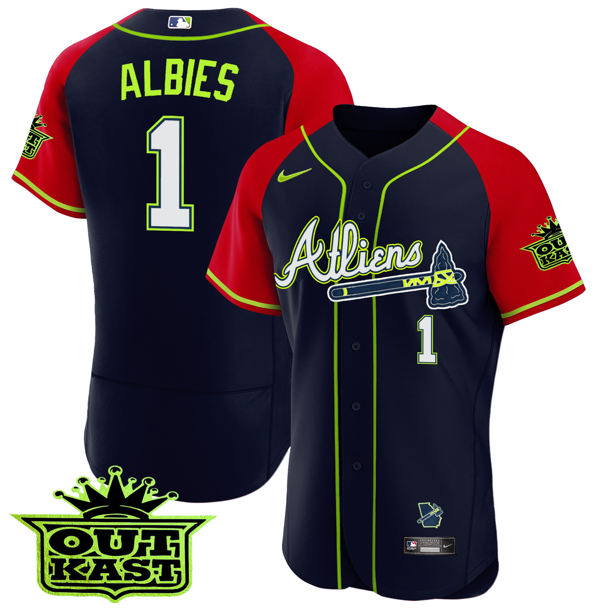 Men's Atlanta Braves Atliens Alternate Flex Base Jersey - All Stitched - Image 17