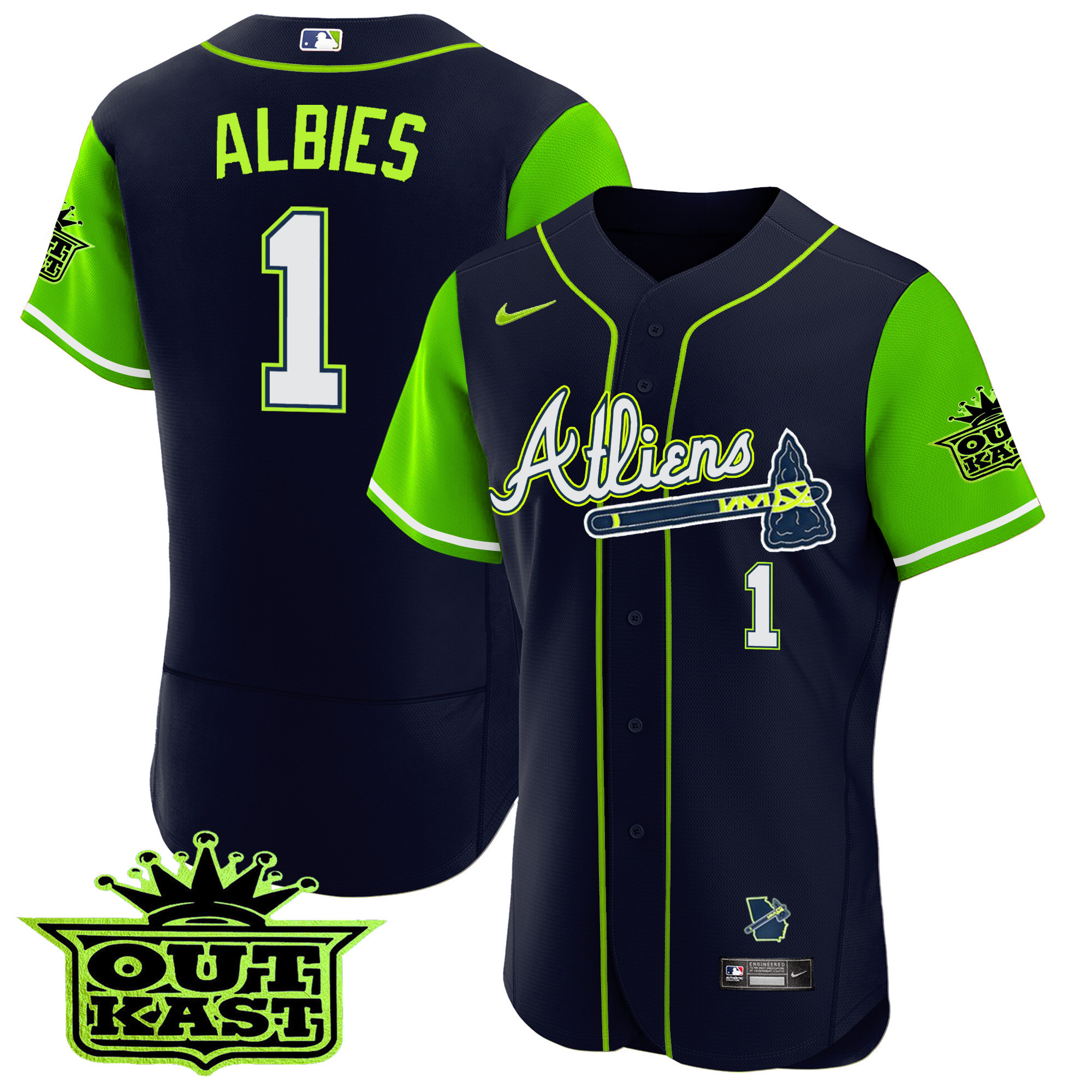 Men's Atlanta Braves Atliens Alternate Flex Base Jersey - All Stitched - Image 44