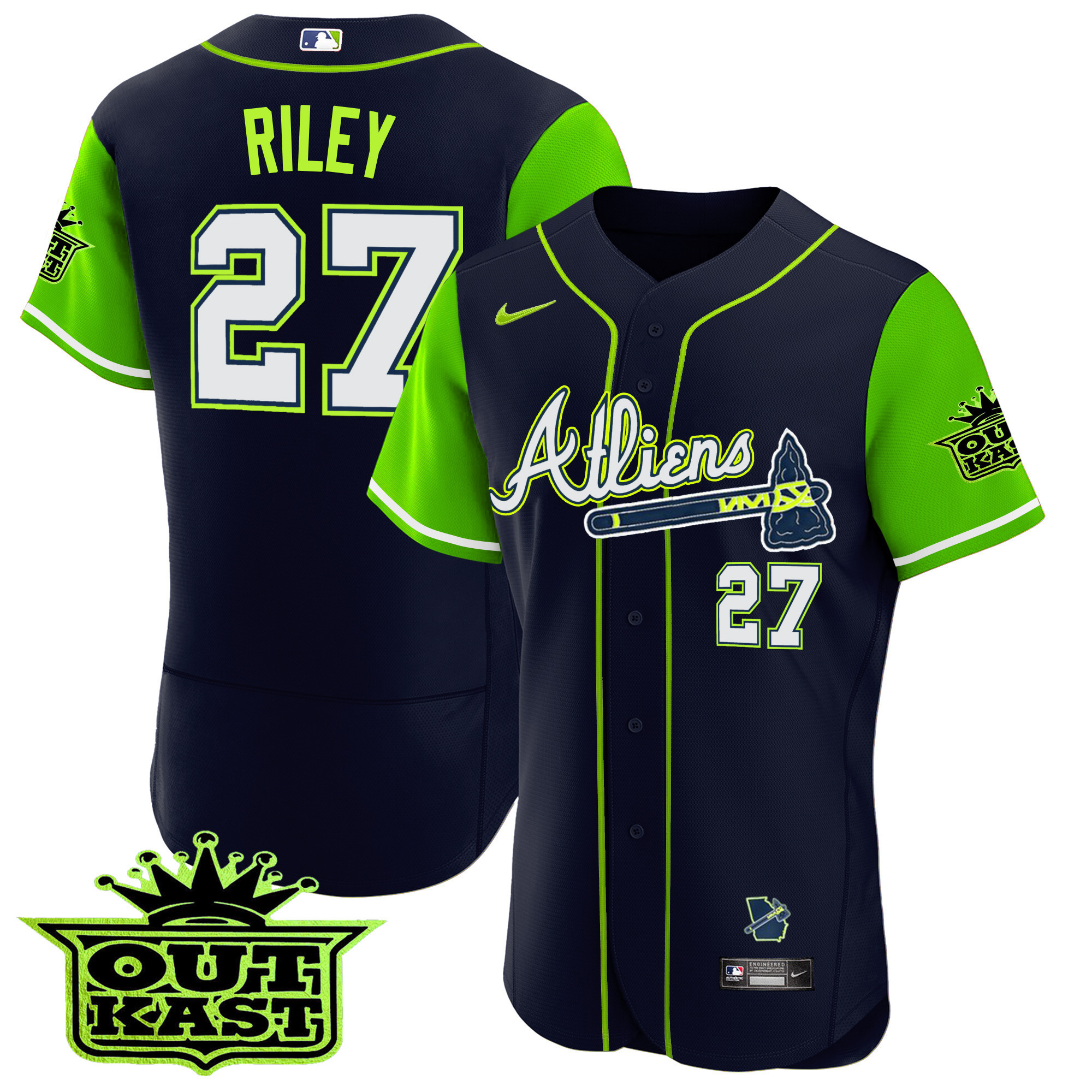 Men's Atlanta Braves Atliens Alternate Flex Base Jersey - All Stitched - Image 41