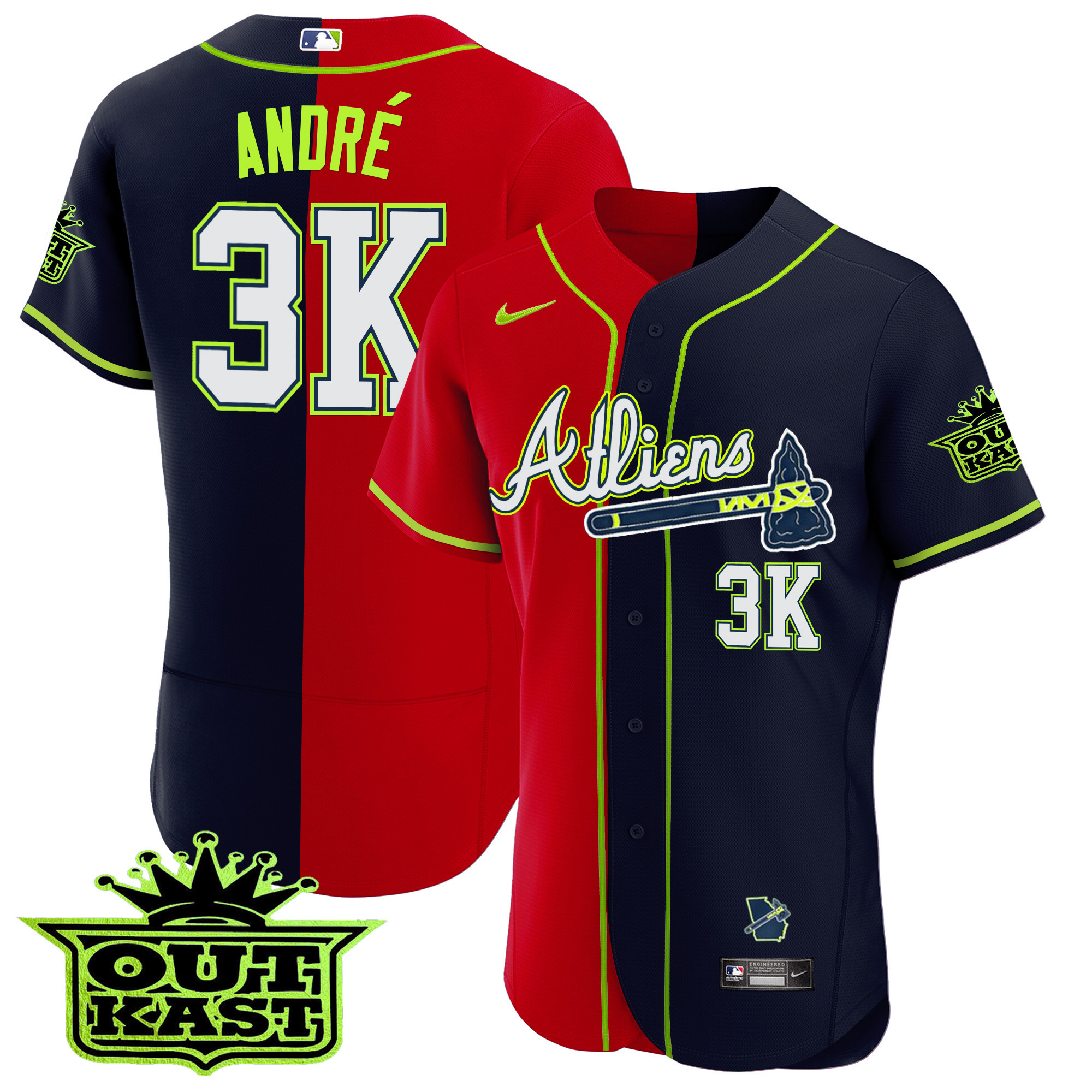 Men's Atlanta Braves Atliens Alternate Flex Base Jersey - All Stitched - Image 30