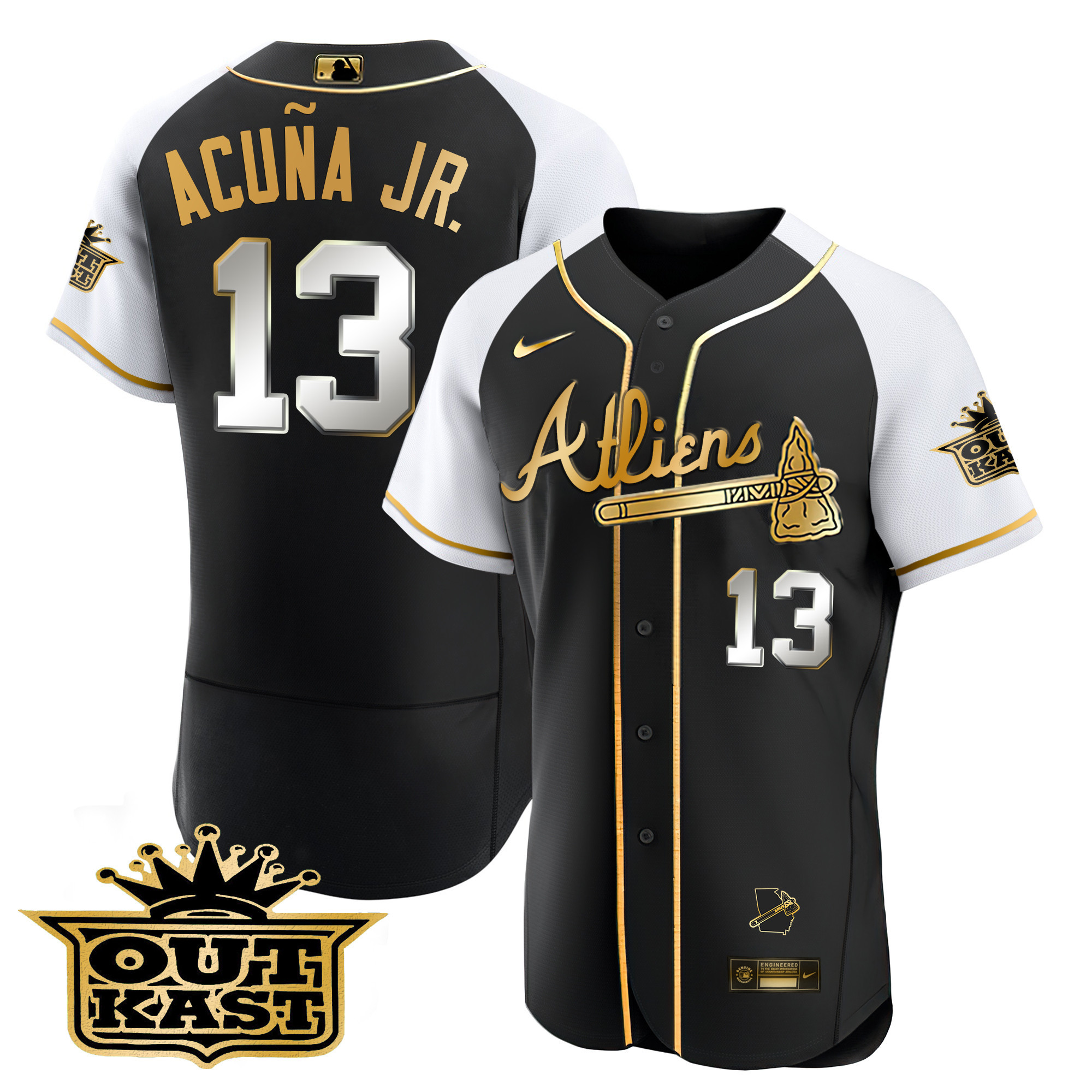 Men's Atlanta Braves Atliens Gold Alternate Flex Base Jersey - All Stitched - Image 10