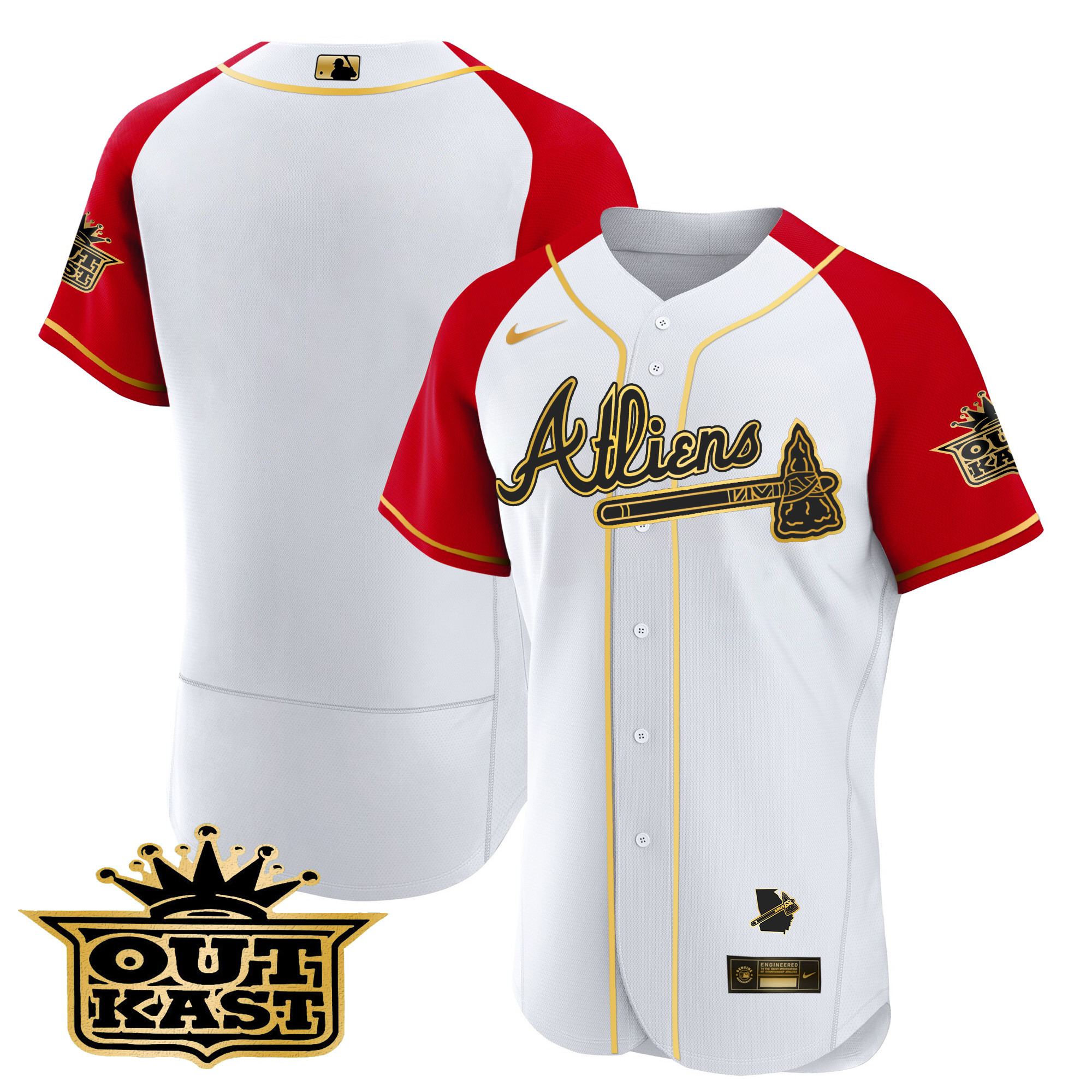 Men's Atlanta Braves Atliens Gold Alternate Flex Base Jersey - All Stitched - Image 54