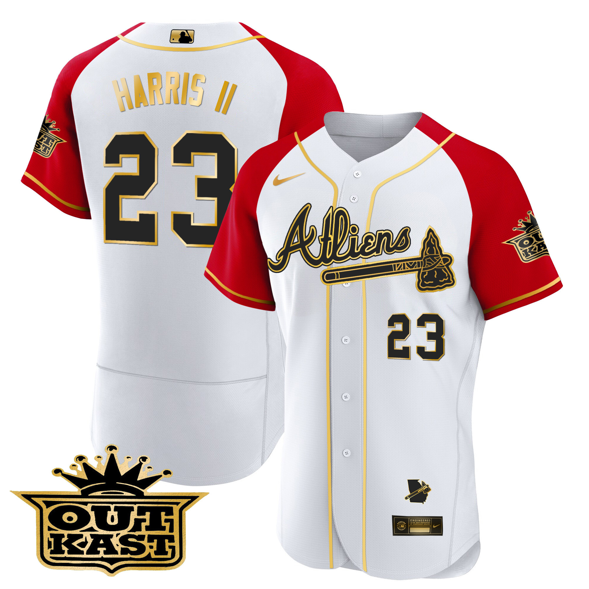 Men's Atlanta Braves Atliens Gold Alternate Flex Base Jersey - All Stitched - Image 51
