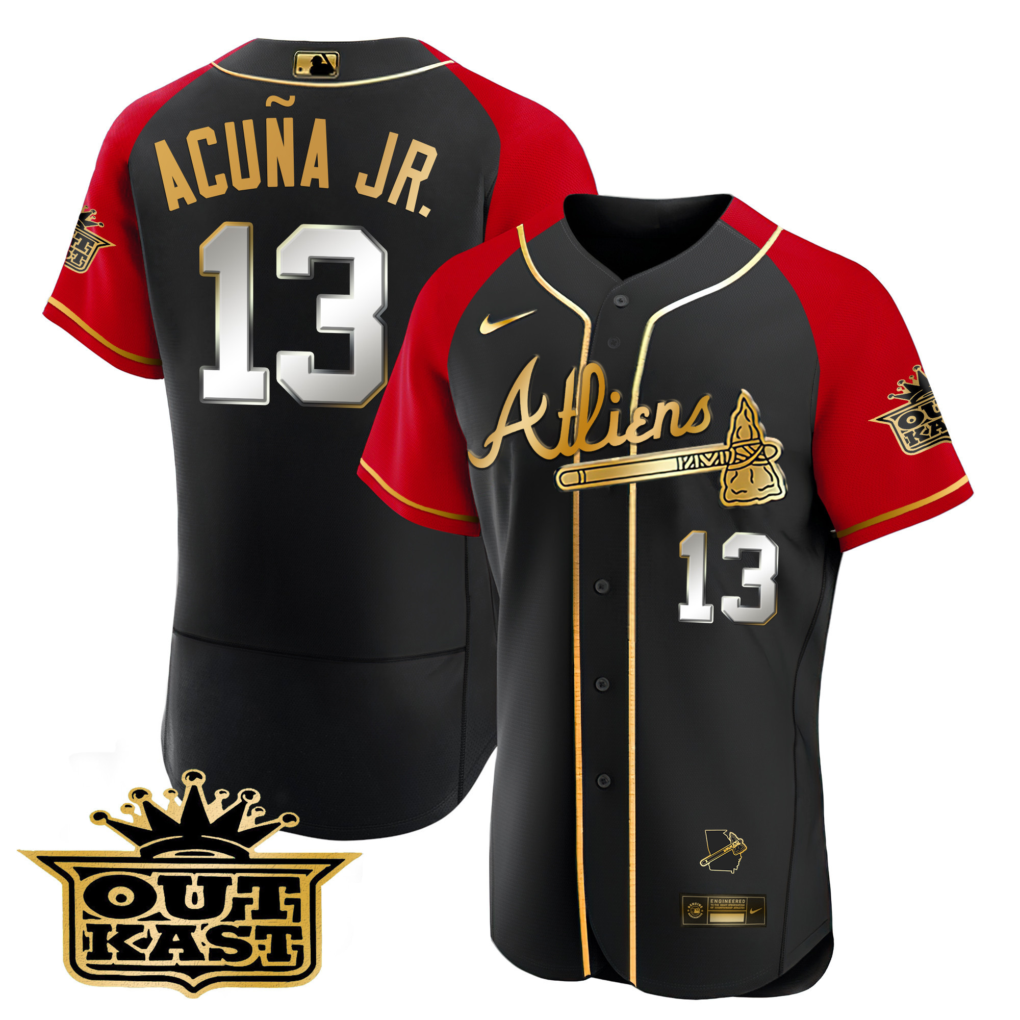 Men's Atlanta Braves Atliens Gold Alternate Flex Base Jersey - All Stitched - Image 19