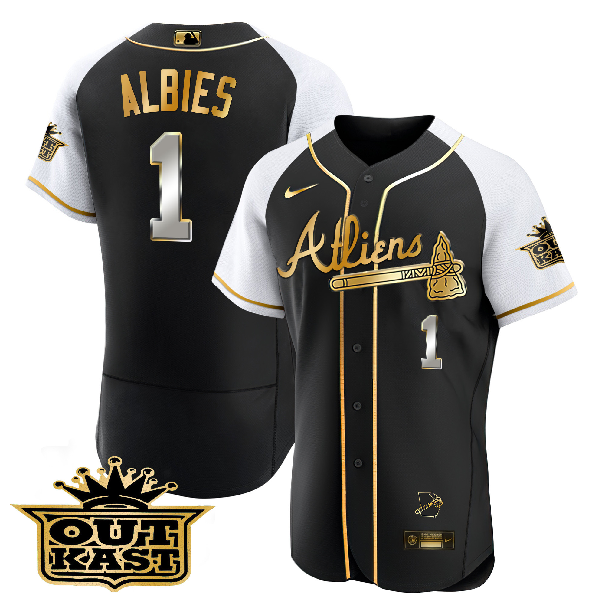 Men's Atlanta Braves Atliens Gold Alternate Flex Base Jersey - All Stitched - Image 17