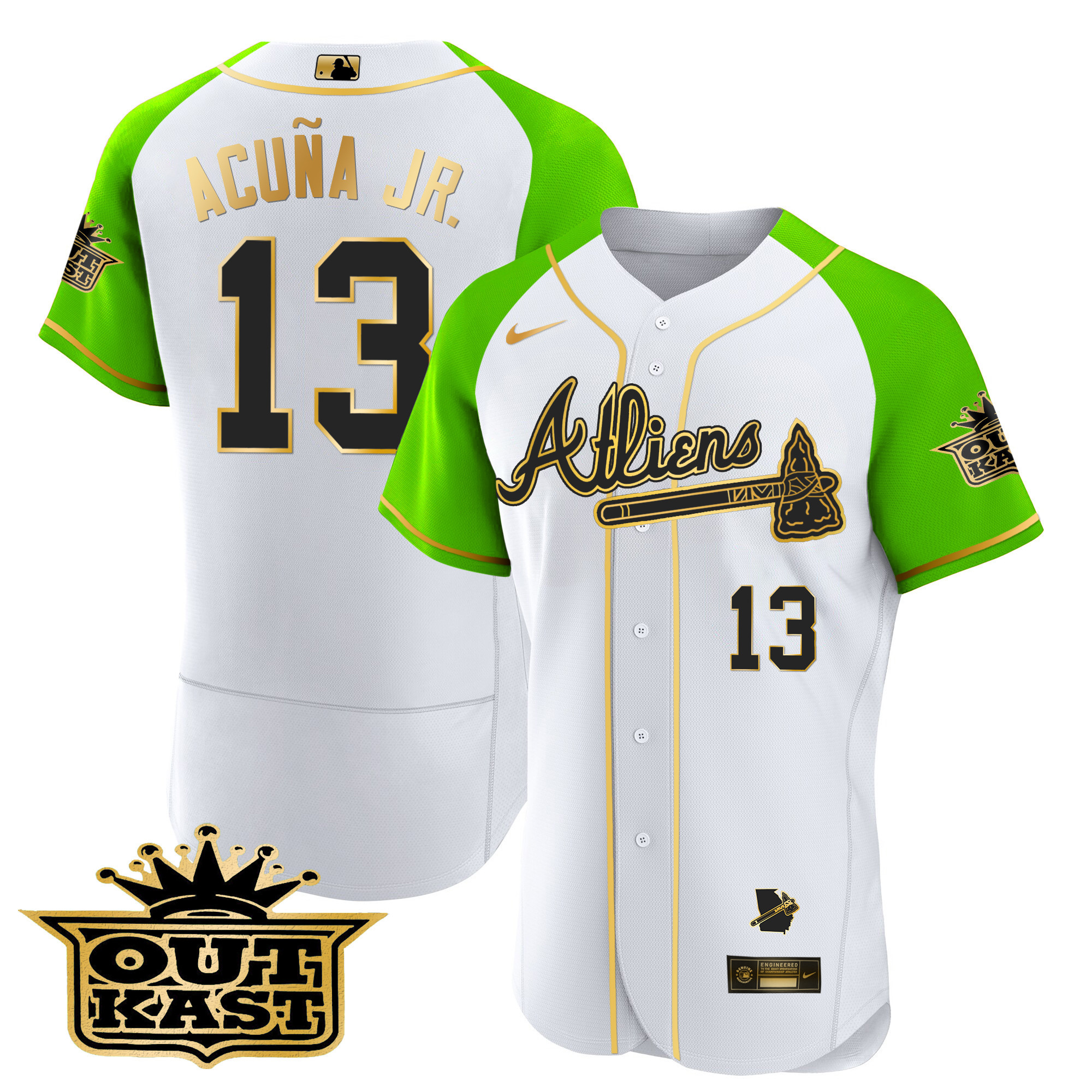 Men's Atlanta Braves Atliens Gold Alternate Flex Base Jersey - All Stitched - Image 28