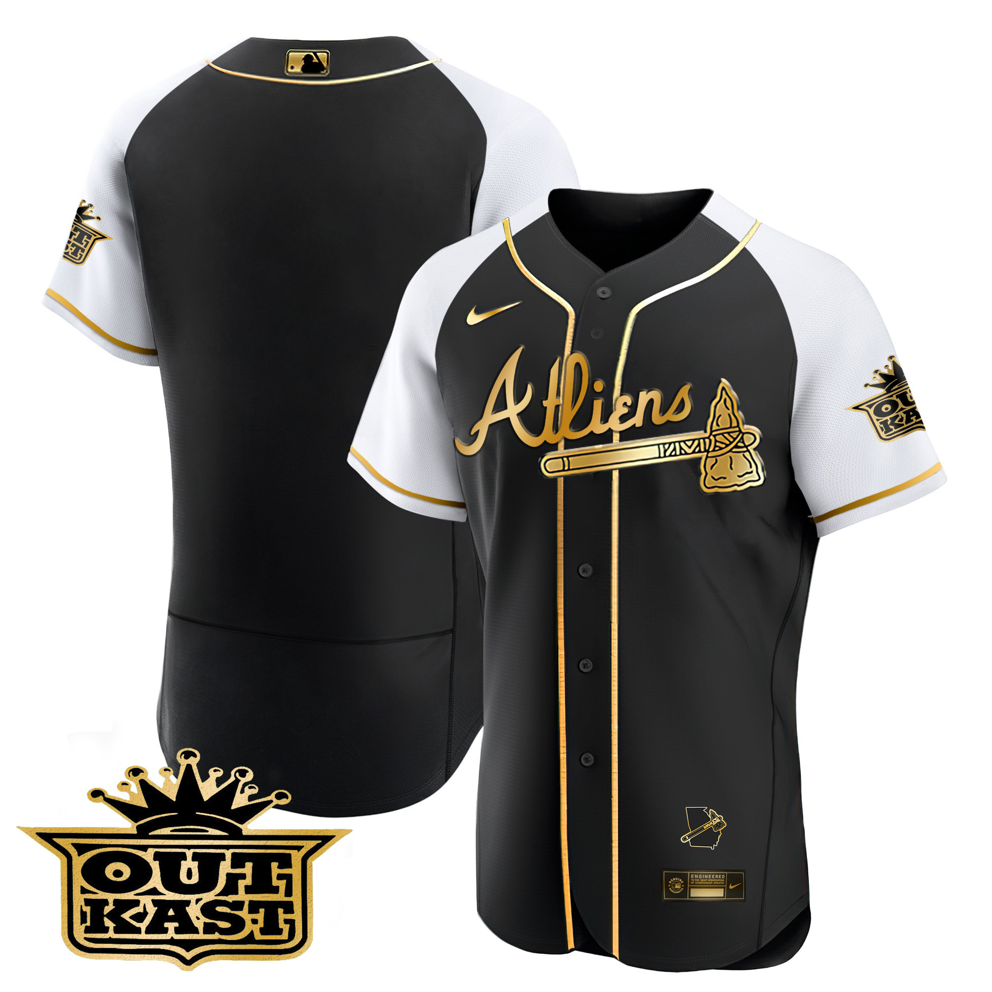 Men's Atlanta Braves Atliens Gold Alternate Flex Base Jersey - All Stitched - Image 18