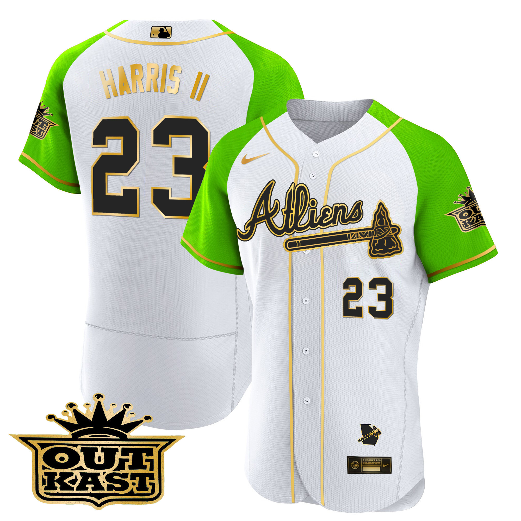 Men's Atlanta Braves Atliens Gold Alternate Flex Base Jersey - All Stitched - Image 33