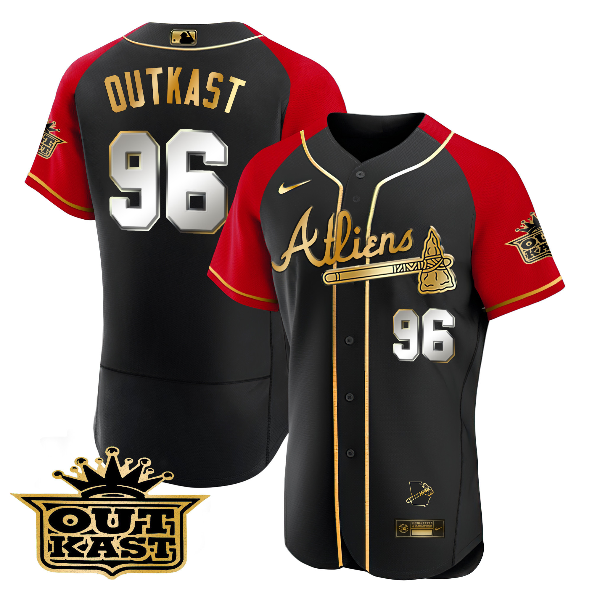 Men's Atlanta Braves Atliens Gold Alternate Flex Base Jersey - All Stitched - Image 20