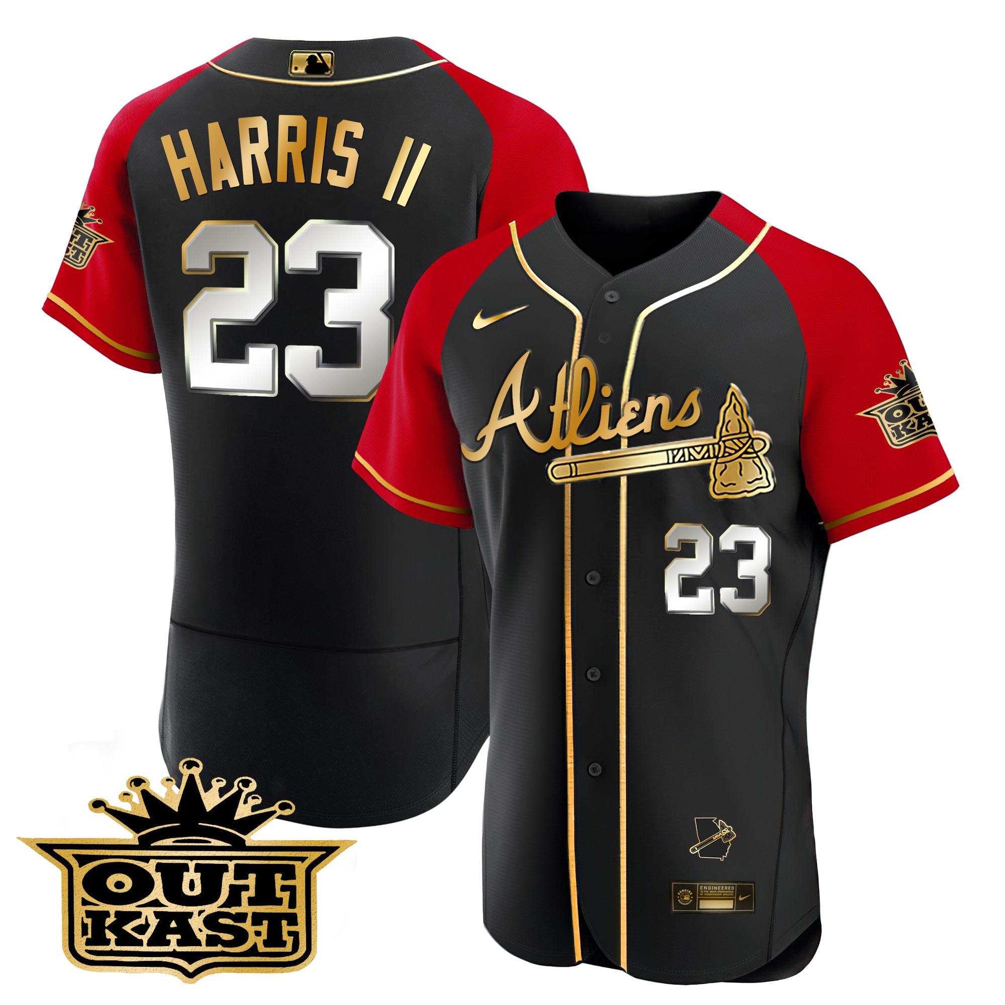 Men's Atlanta Braves Atliens Gold Alternate Flex Base Jersey - All Stitched - Image 24