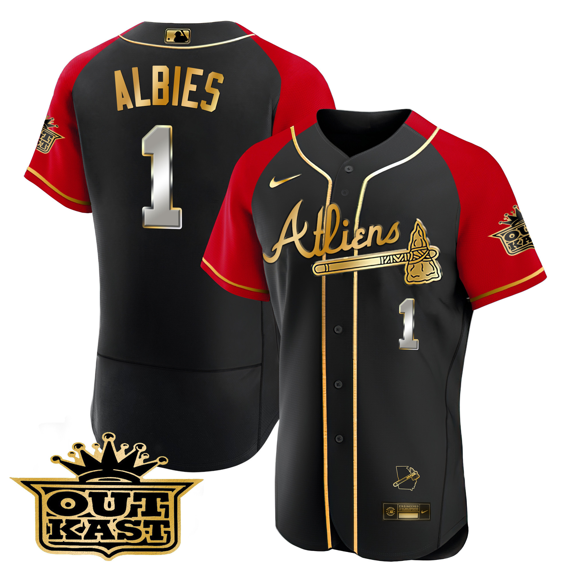 Men's Atlanta Braves Atliens Gold Alternate Flex Base Jersey - All Stitched - Image 26