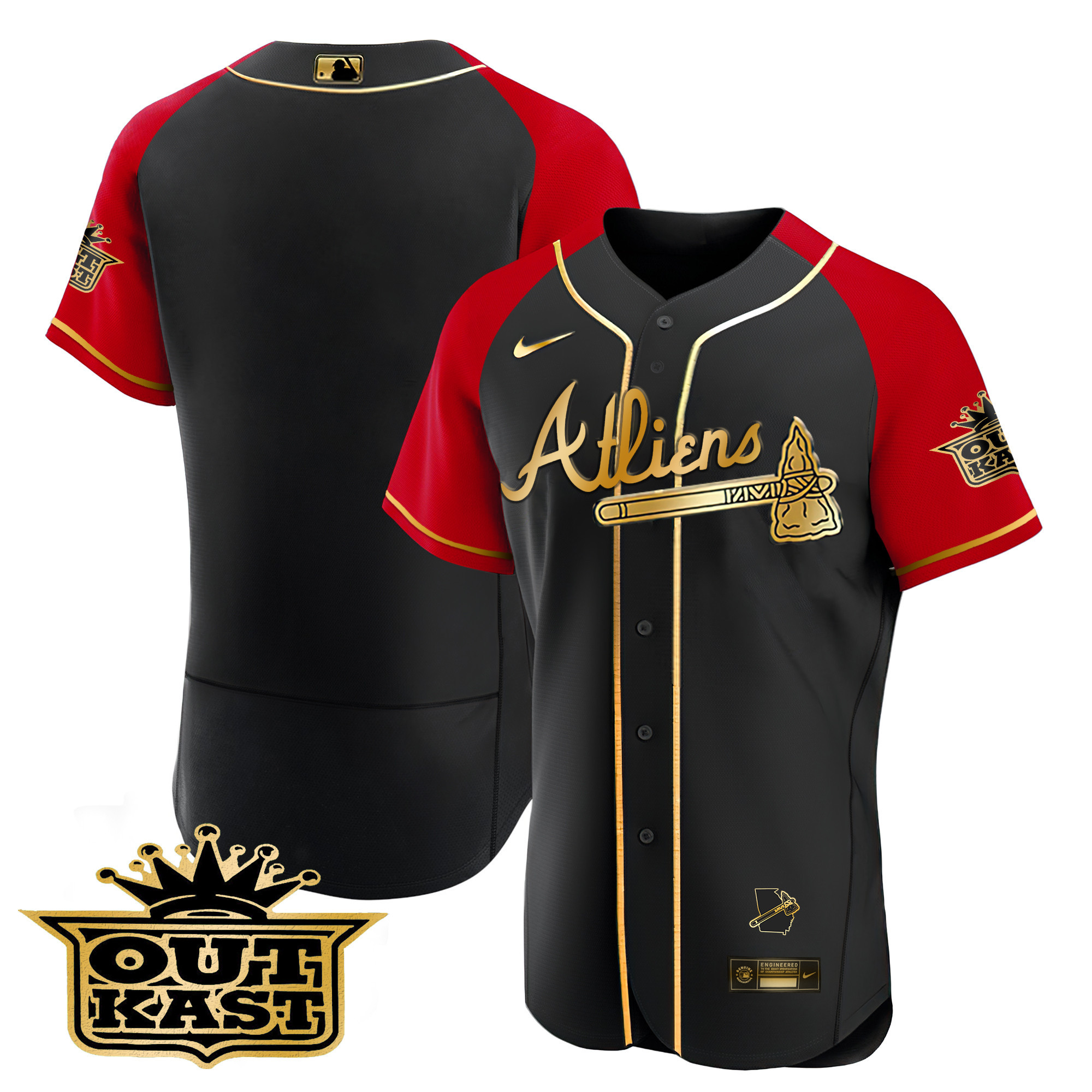 Men's Atlanta Braves Atliens Gold Alternate Flex Base Jersey - All Stitched - Image 27