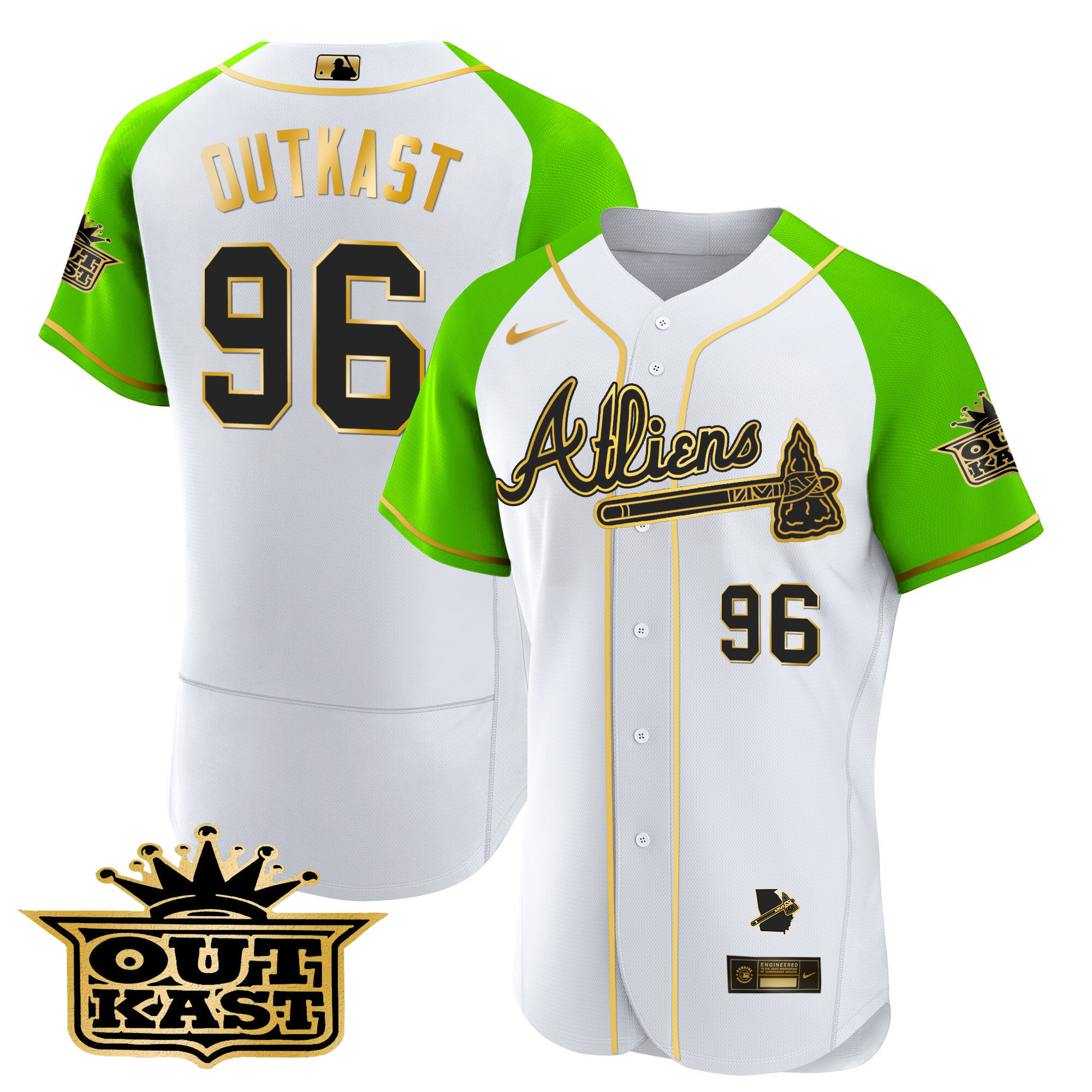 Men's Atlanta Braves Atliens Gold Alternate Flex Base Jersey - All Stitched - Image 29