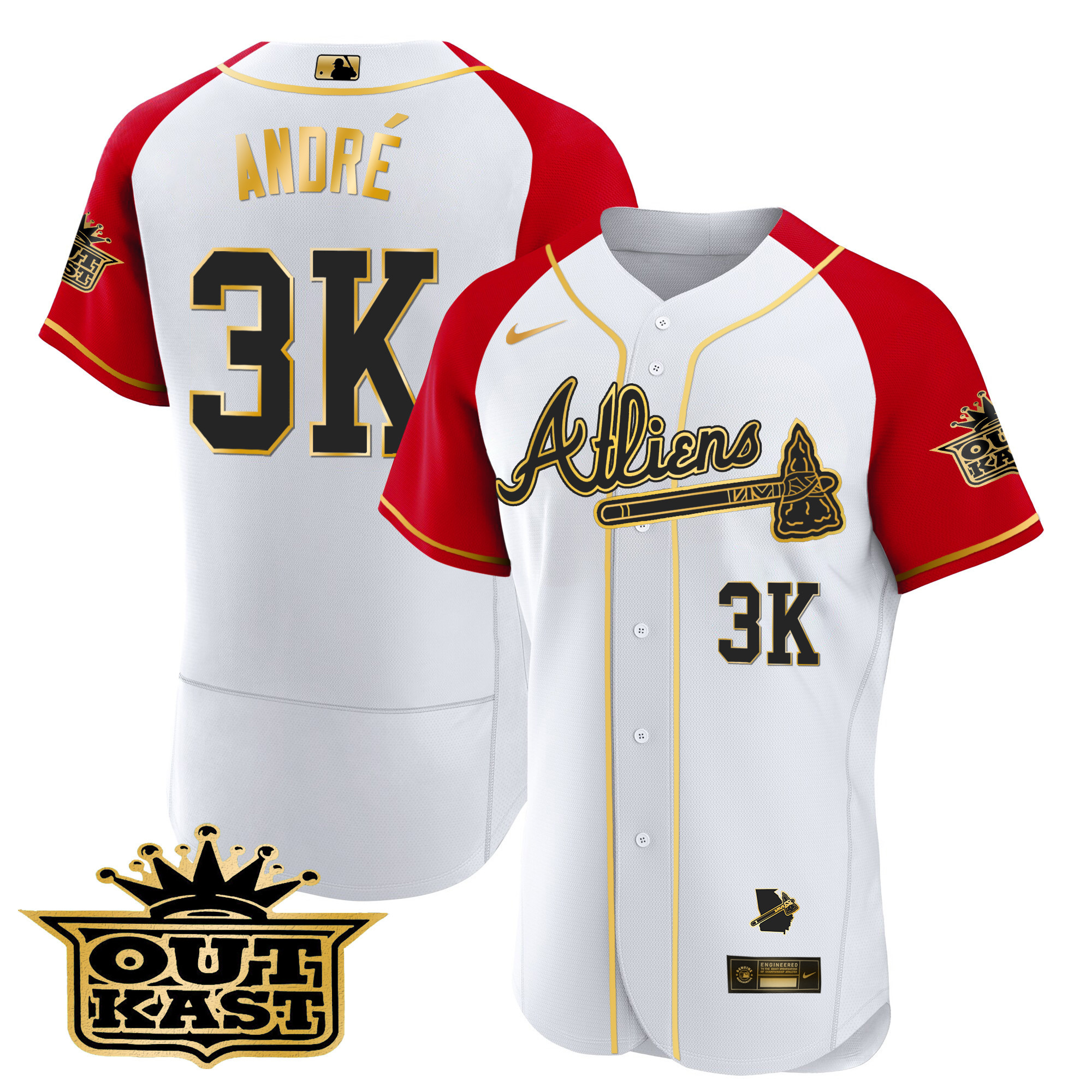 Men's Atlanta Braves Atliens Gold Alternate Flex Base Jersey - All Stitched - Image 48