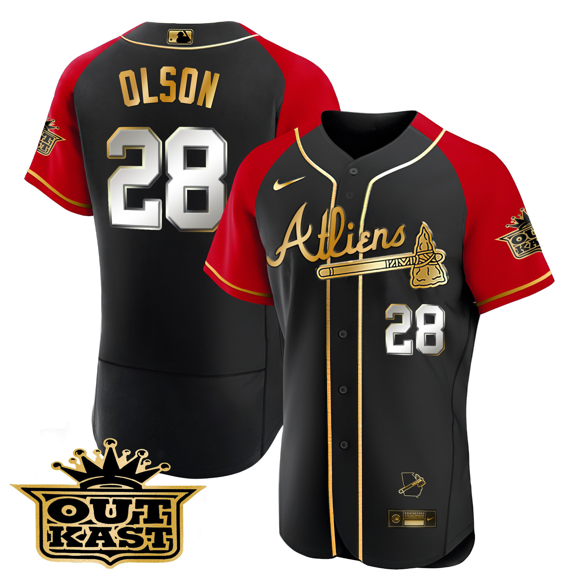 Men's Atlanta Braves Atliens Gold Alternate Flex Base Jersey - All Stitched - Image 25