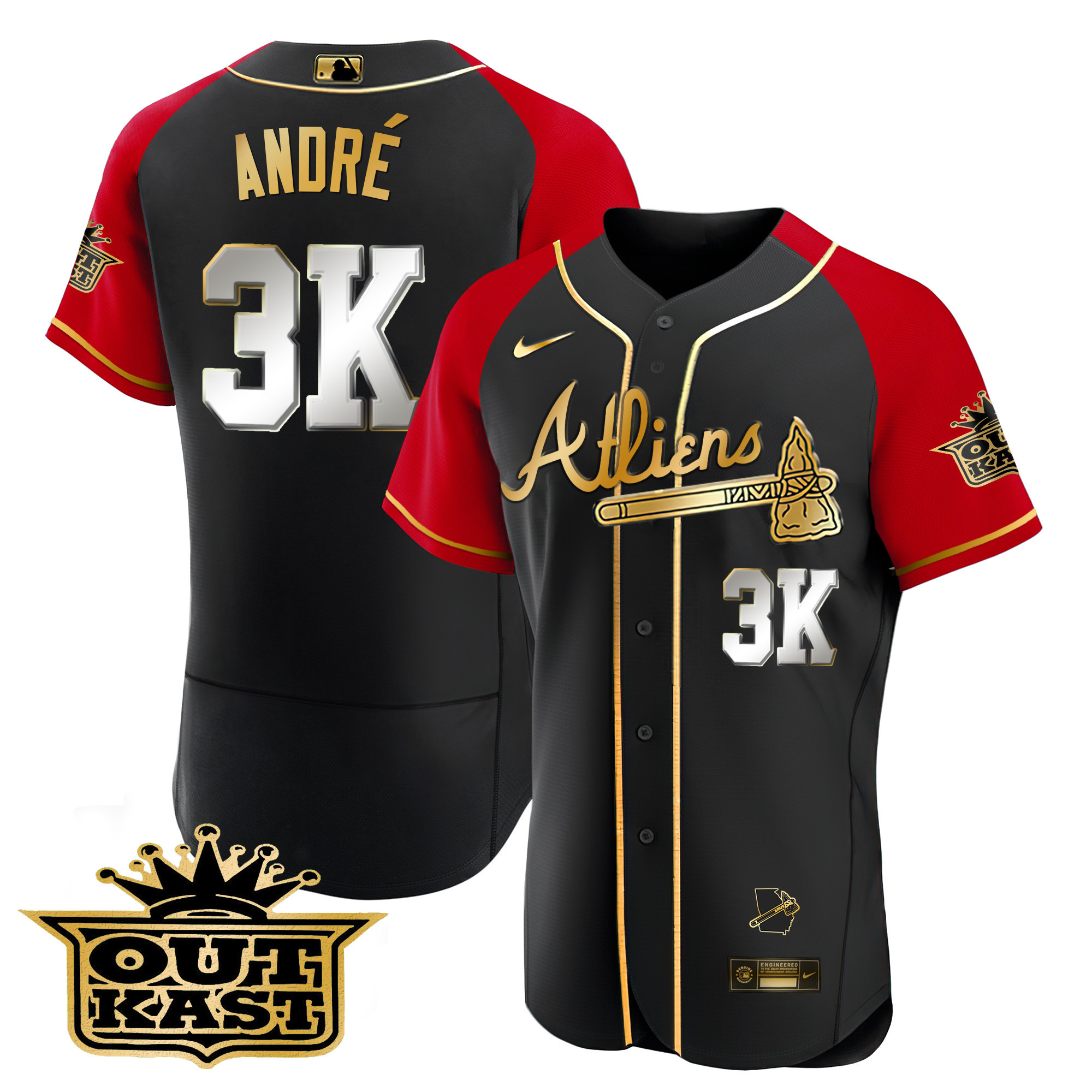 Men's Atlanta Braves Atliens Gold Alternate Flex Base Jersey - All Stitched - Image 21