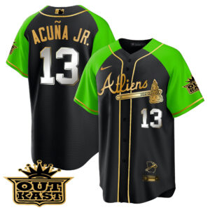 Men's Atlanta Braves Atliens Gold Alternate Cool Base Jersey - All Stitched