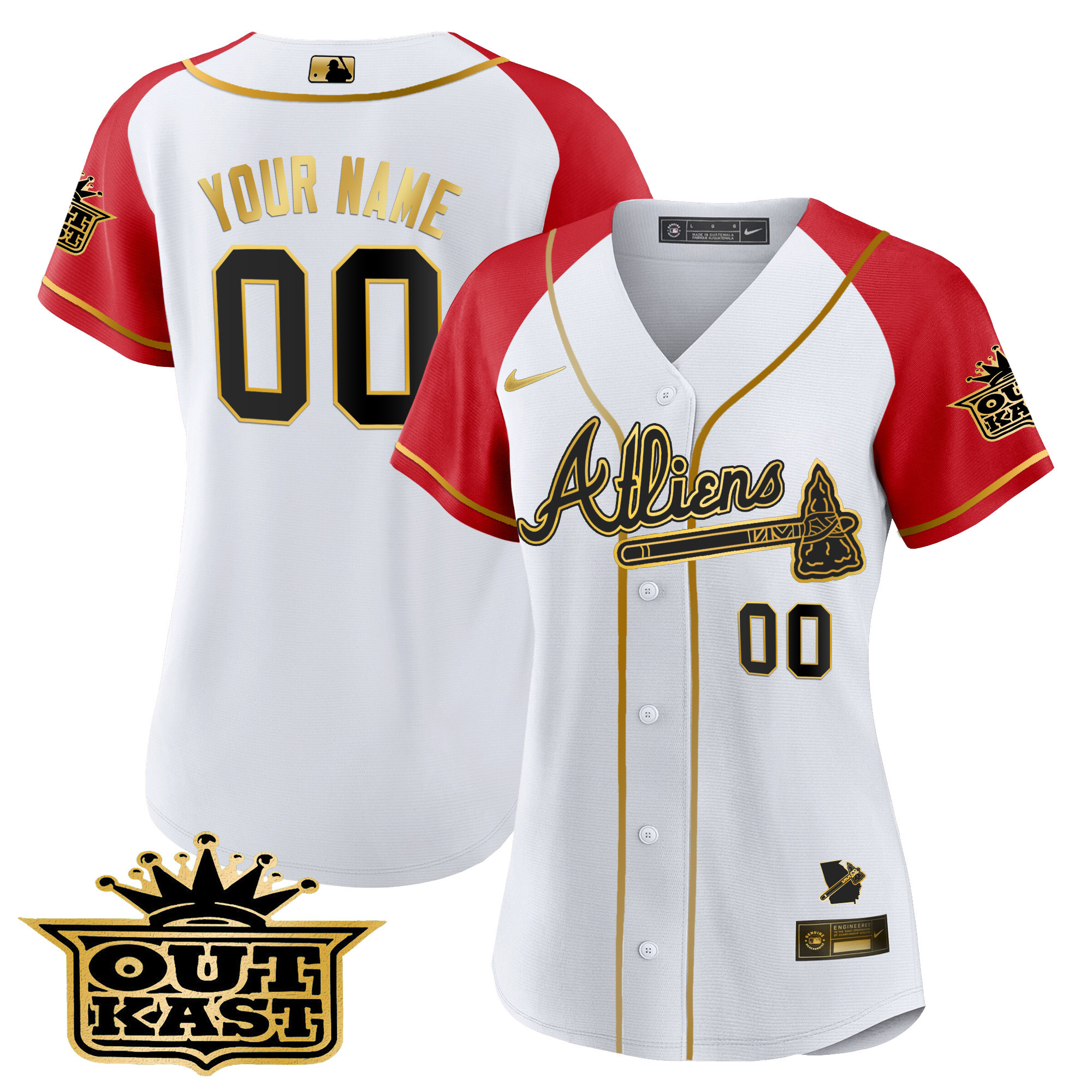 Atlanta Braves Atliens Gold Alternate Flex Base Custom Jersey - All Stitched - Image 12