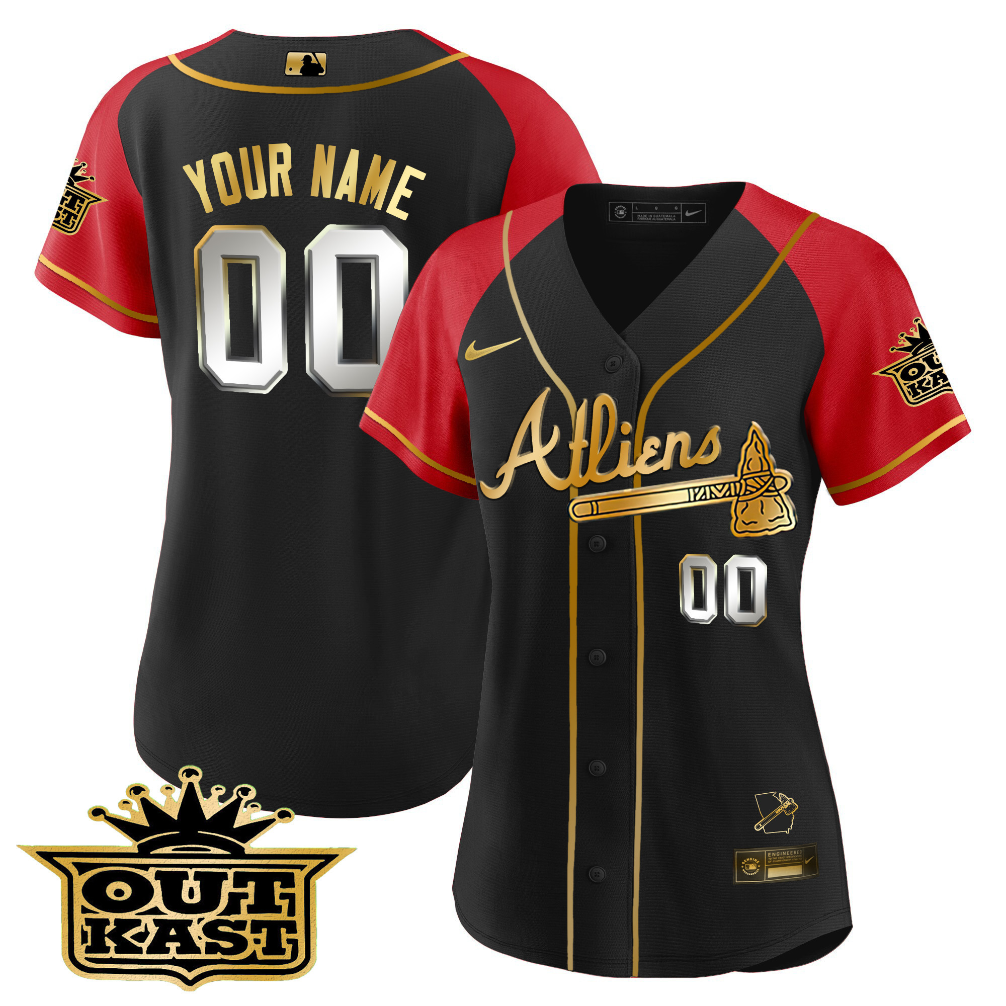 Atlanta Braves Atliens Gold Alternate Flex Base Custom Jersey - All Stitched - Image 9