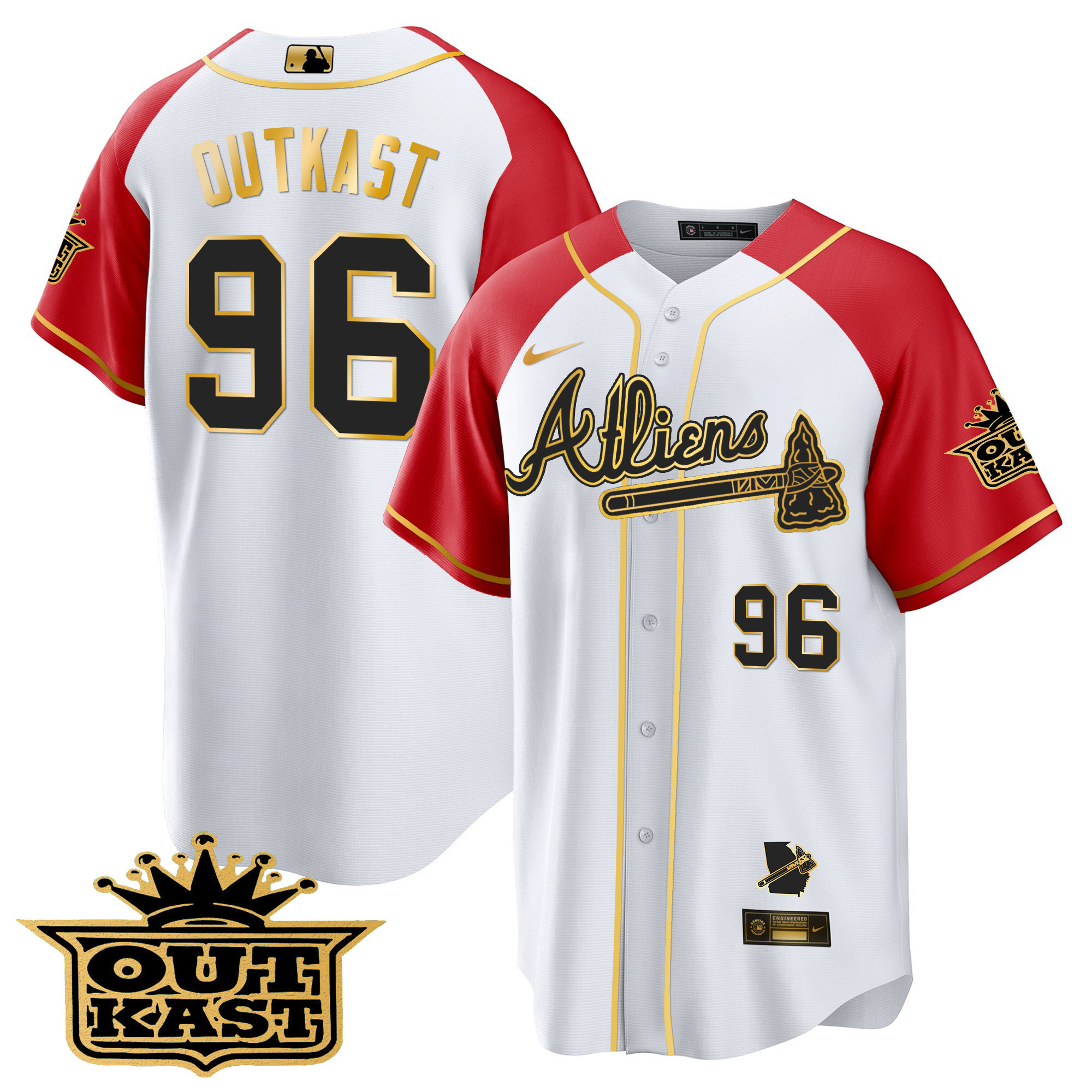 Men's Atlanta Braves Atliens Gold Alternate Cool Base Jersey - All Stitched - Image 47