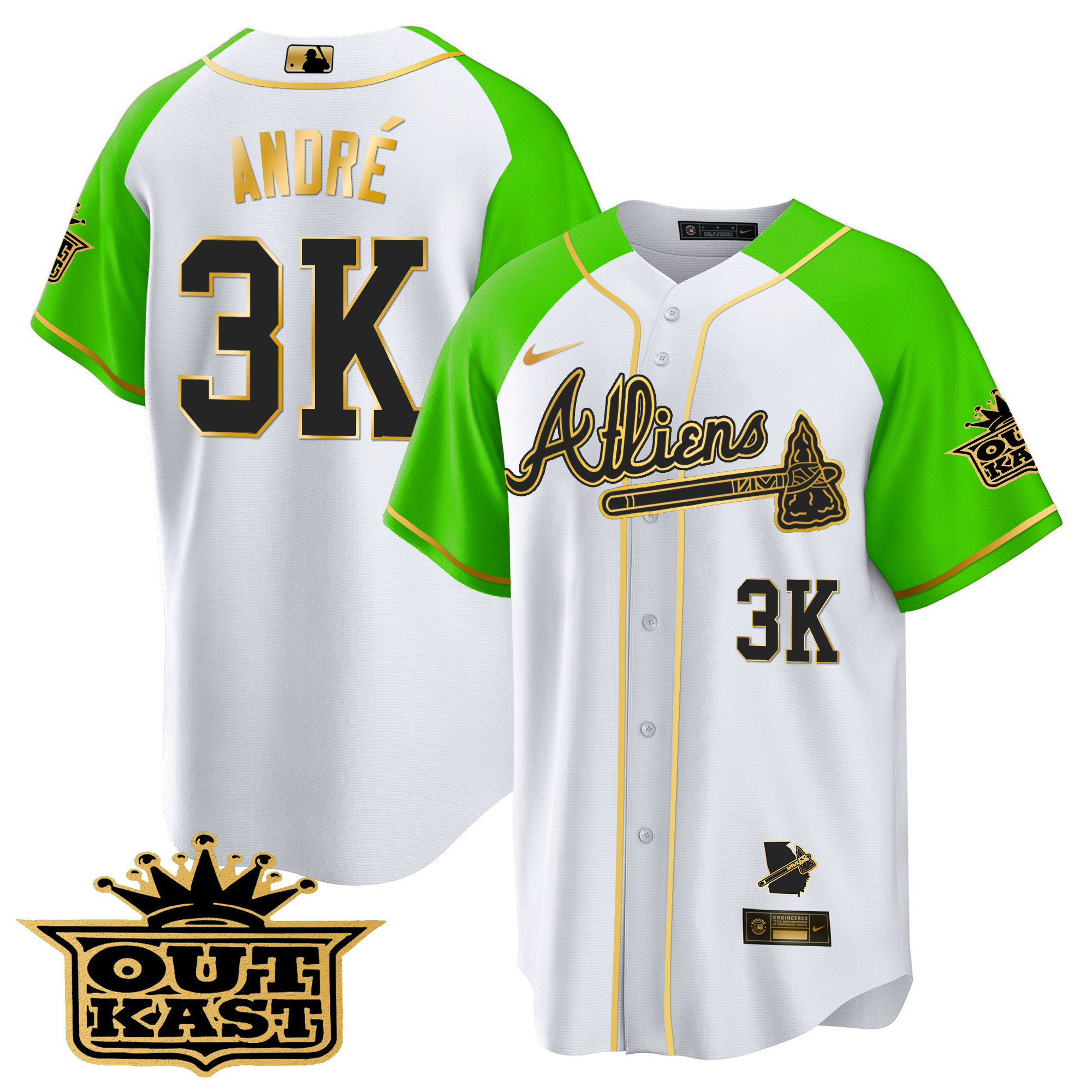 Men's Atlanta Braves Atliens Gold Alternate Cool Base Jersey - All Stitched - Image 30