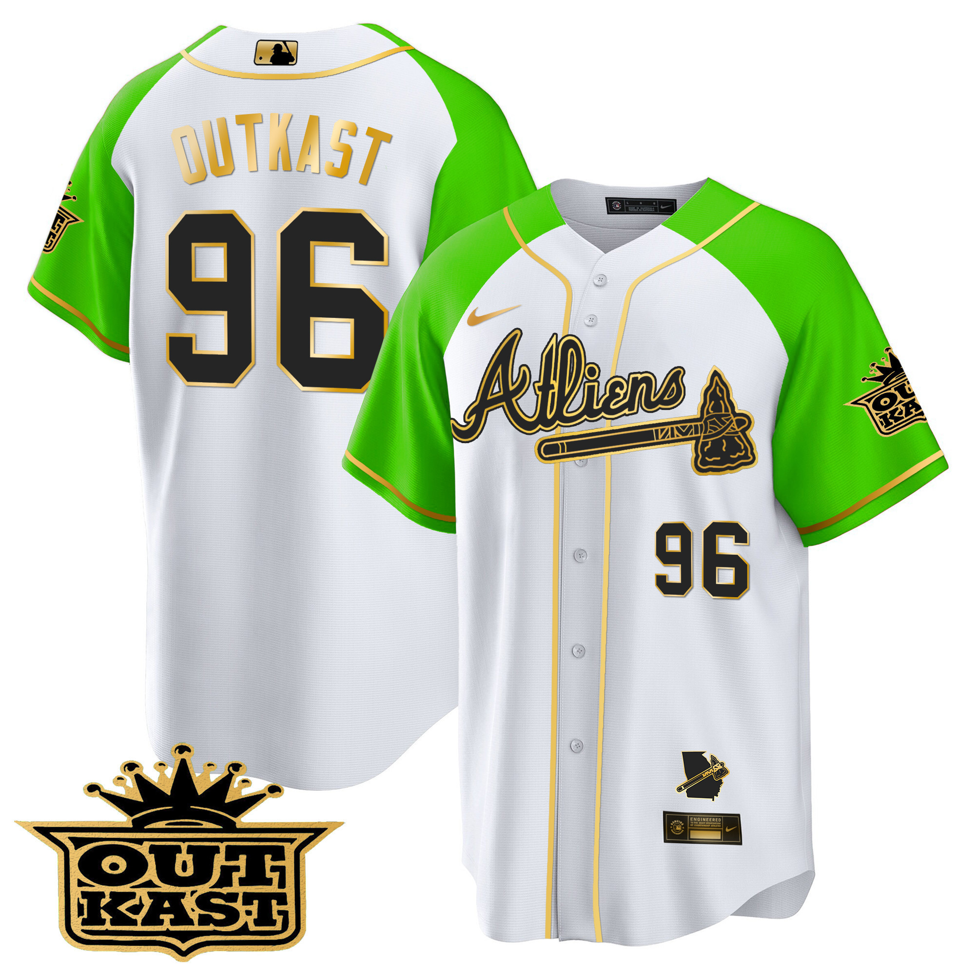 Men's Atlanta Braves Atliens Gold Alternate Cool Base Jersey - All Stitched - Image 29