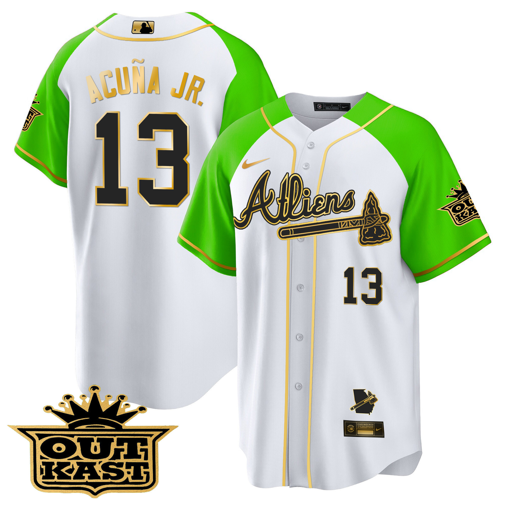 Men's Atlanta Braves Atliens Gold Alternate Cool Base Jersey - All Stitched - Image 28