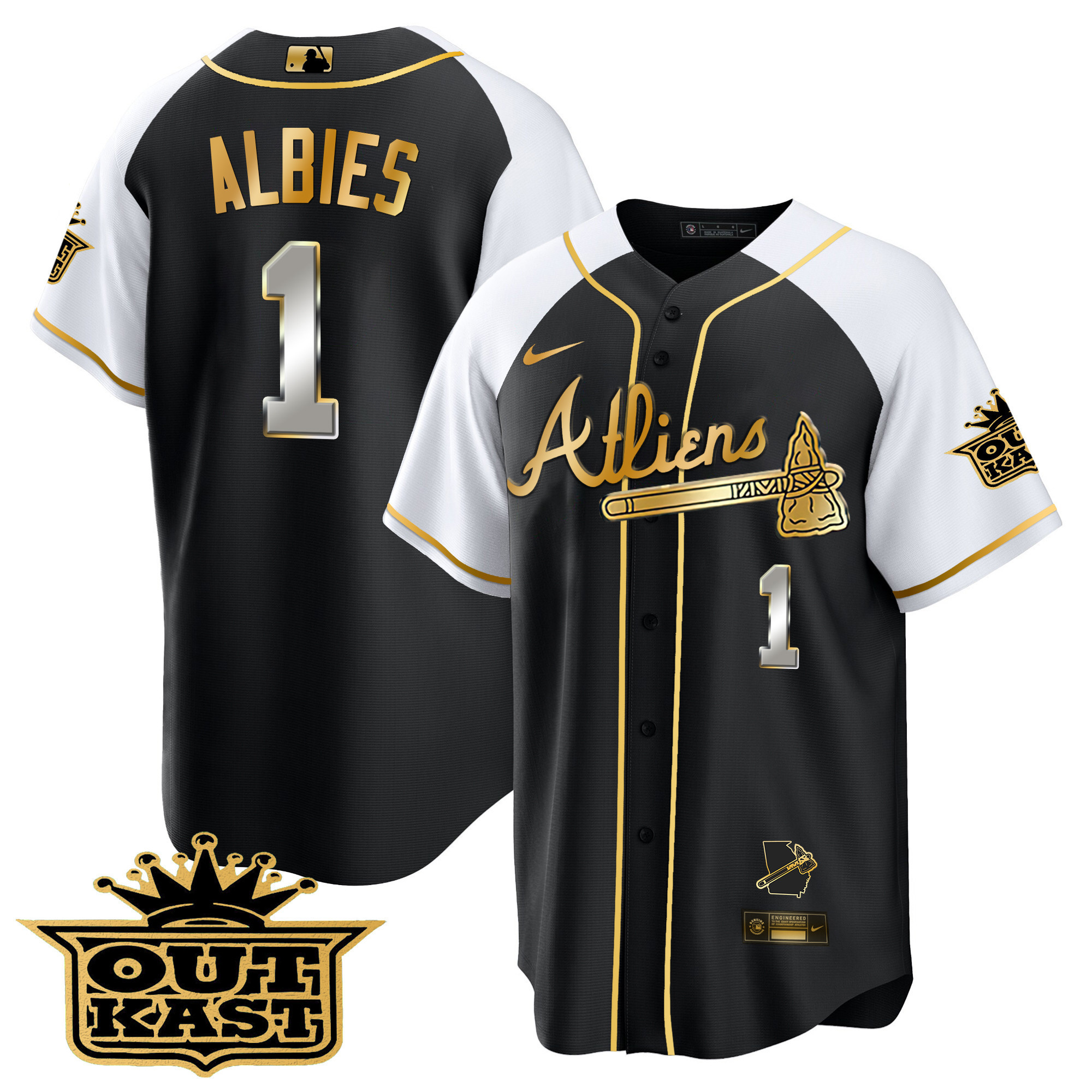 Men's Atlanta Braves Atliens Gold Alternate Cool Base Jersey - All Stitched - Image 17