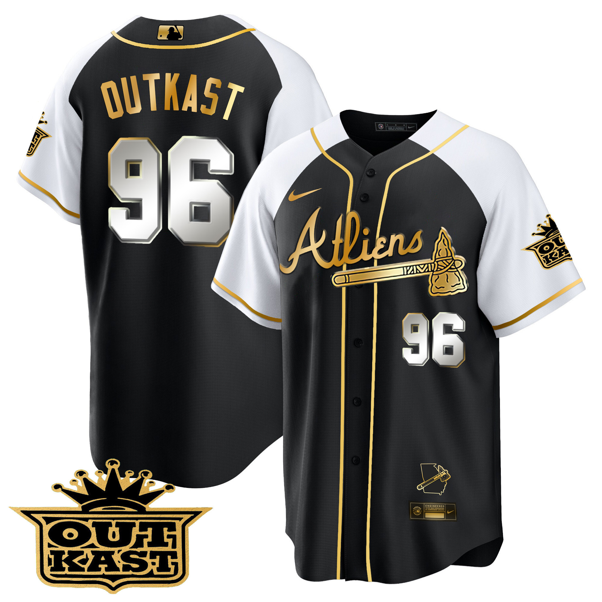 Men's Atlanta Braves Atliens Gold Alternate Cool Base Jersey - All Stitched - Image 11