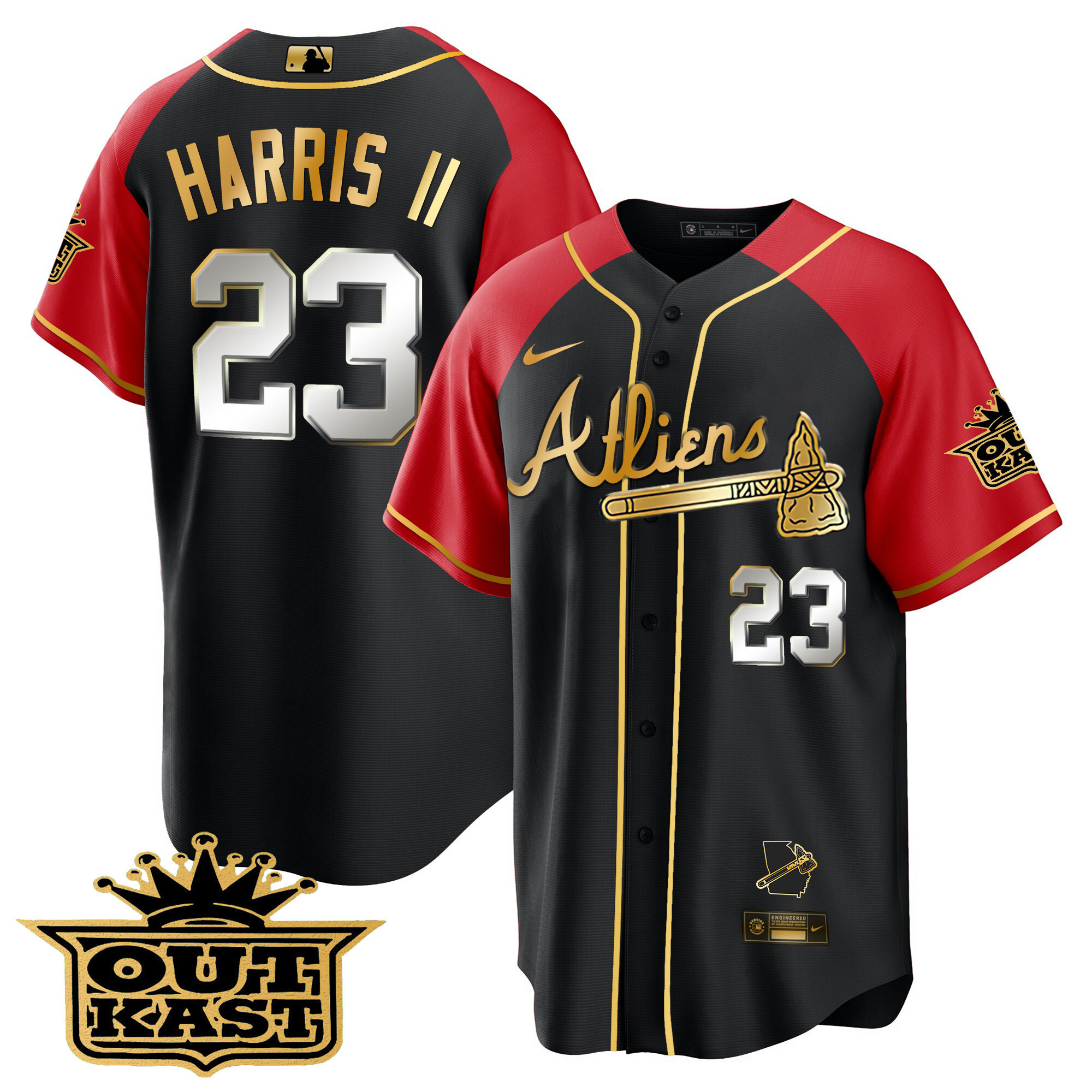 Men's Atlanta Braves Atliens Gold Alternate Cool Base Jersey - All Stitched - Image 24