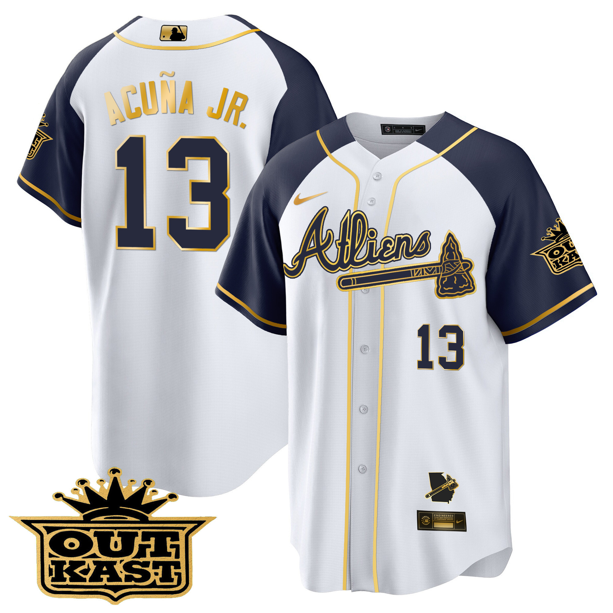 Men's Atlanta Braves Atliens Gold Alternate Cool Base Jersey - All Stitched - Image 37