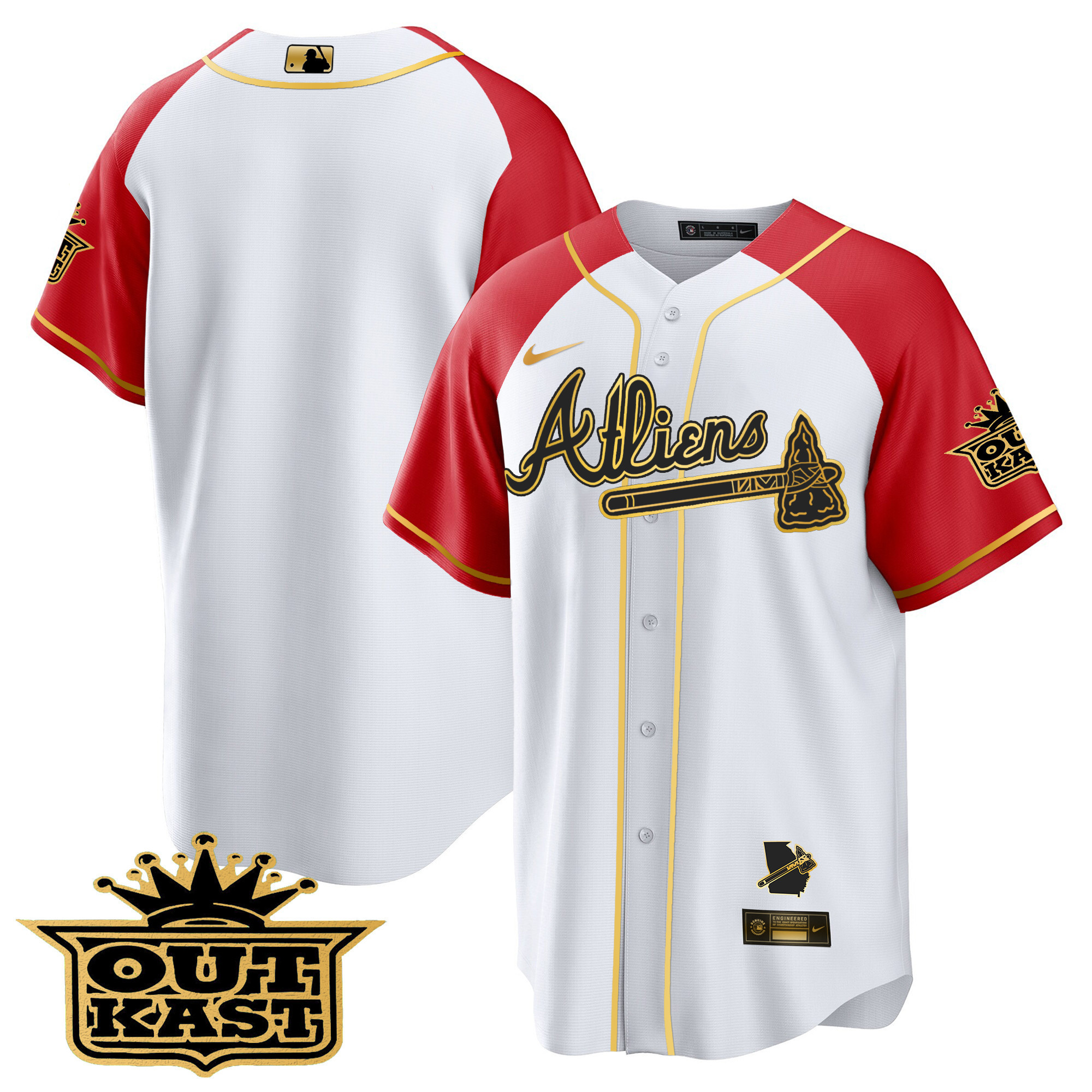 Men's Atlanta Braves Atliens Gold Alternate Cool Base Jersey - All Stitched - Image 54