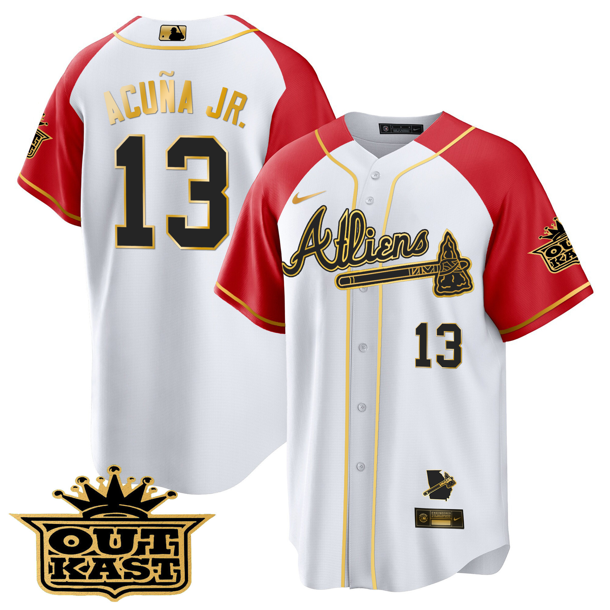 Men's Atlanta Braves Atliens Gold Alternate Cool Base Jersey - All Stitched - Image 46