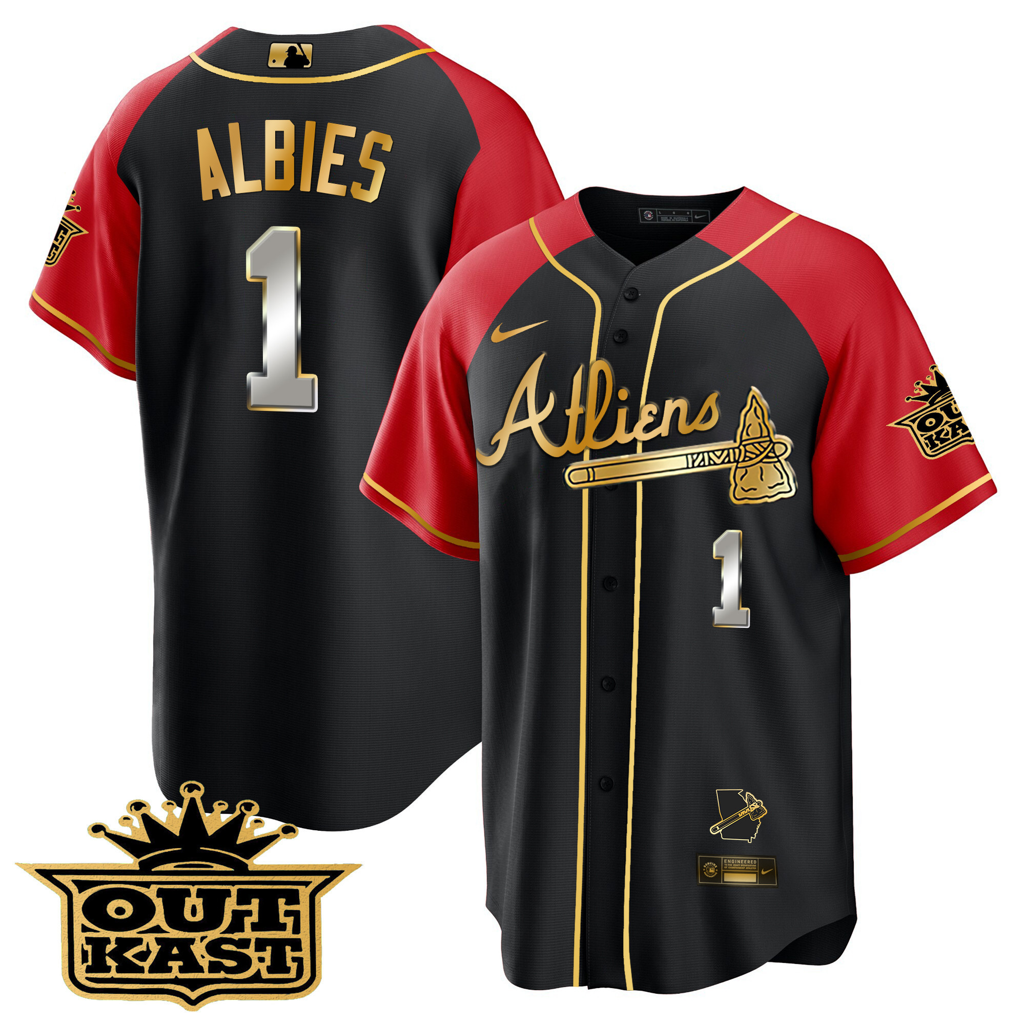 Men's Atlanta Braves Atliens Gold Alternate Cool Base Jersey - All Stitched - Image 26