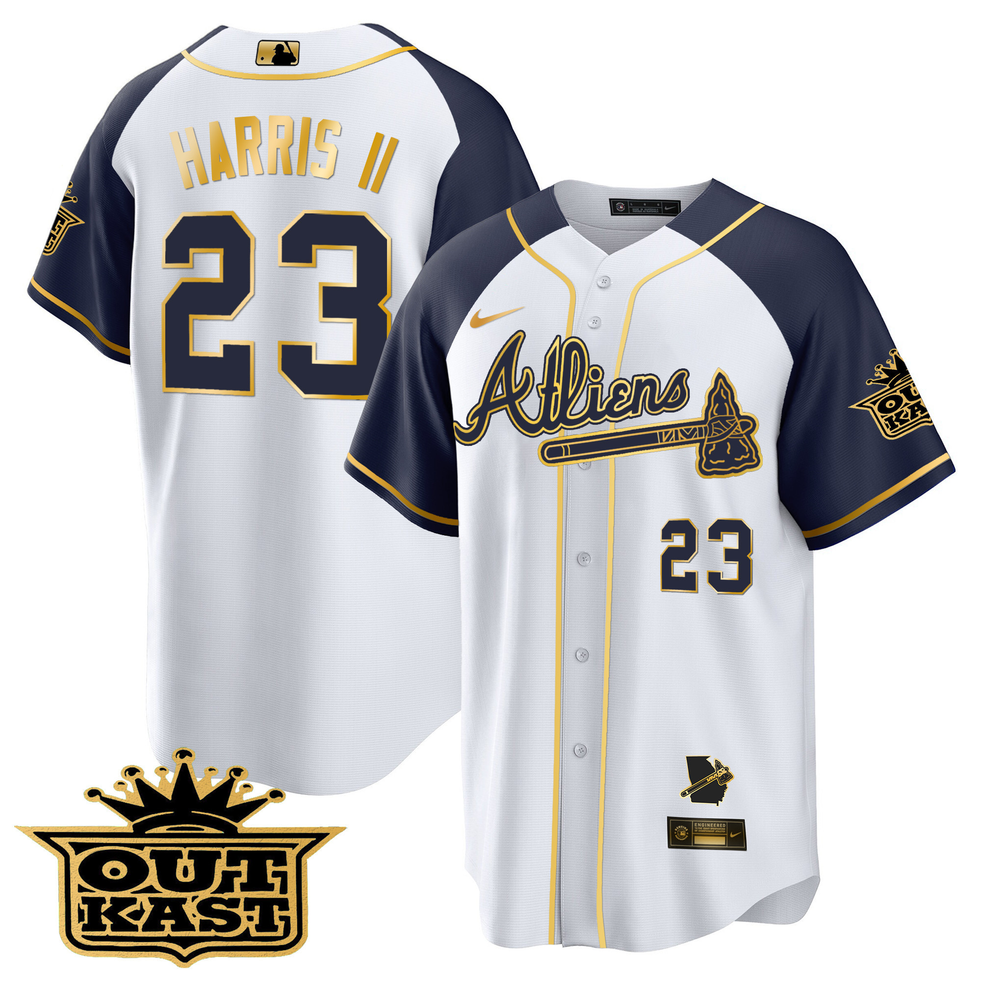 Men's Atlanta Braves Atliens Gold Alternate Cool Base Jersey - All Stitched - Image 42