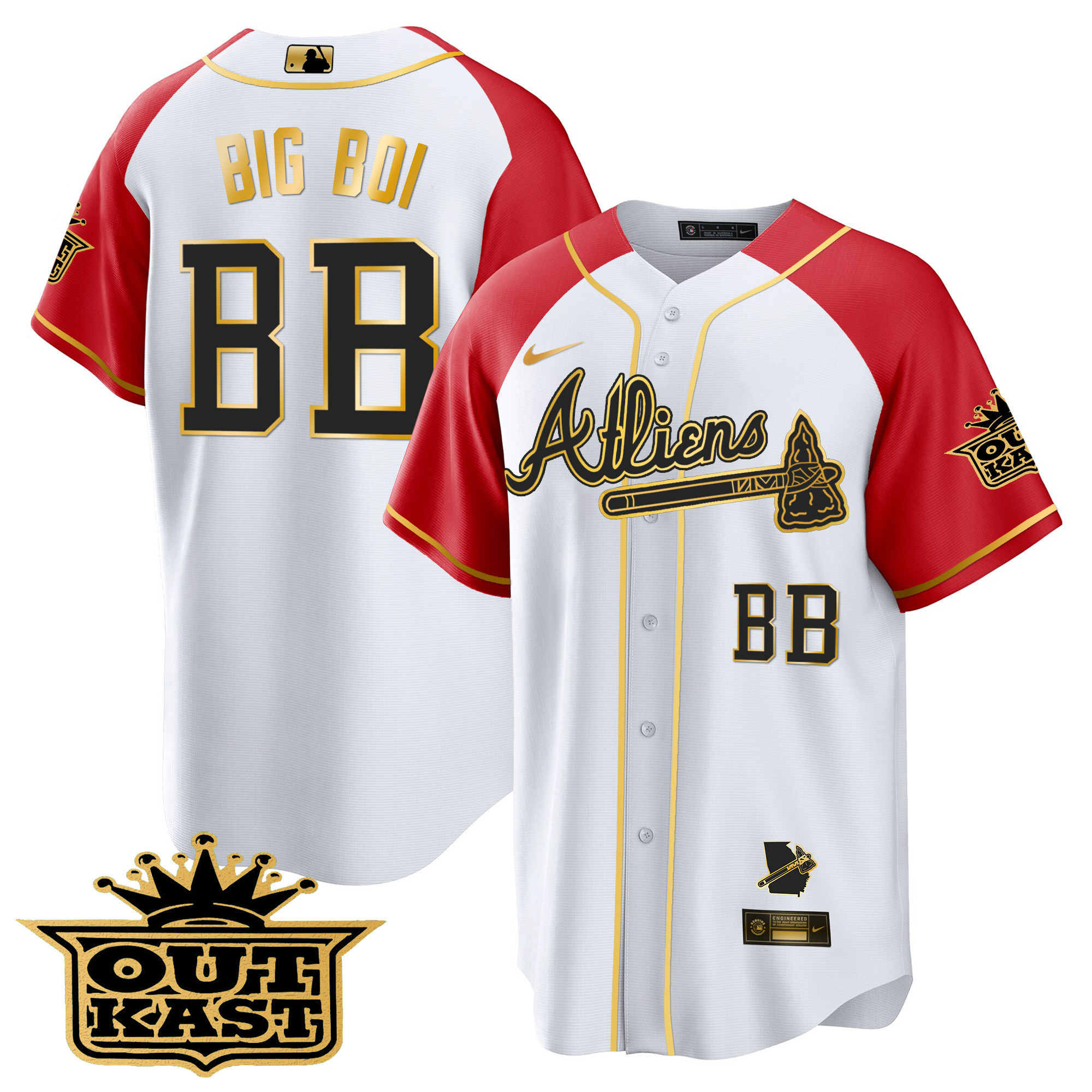 Men's Atlanta Braves Atliens Gold Alternate Cool Base Jersey - All Stitched - Image 49