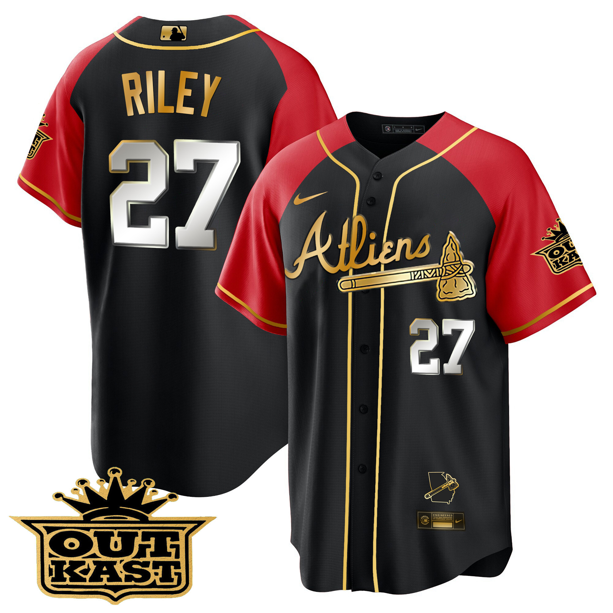Men's Atlanta Braves Atliens Gold Alternate Cool Base Jersey - All Stitched - Image 23