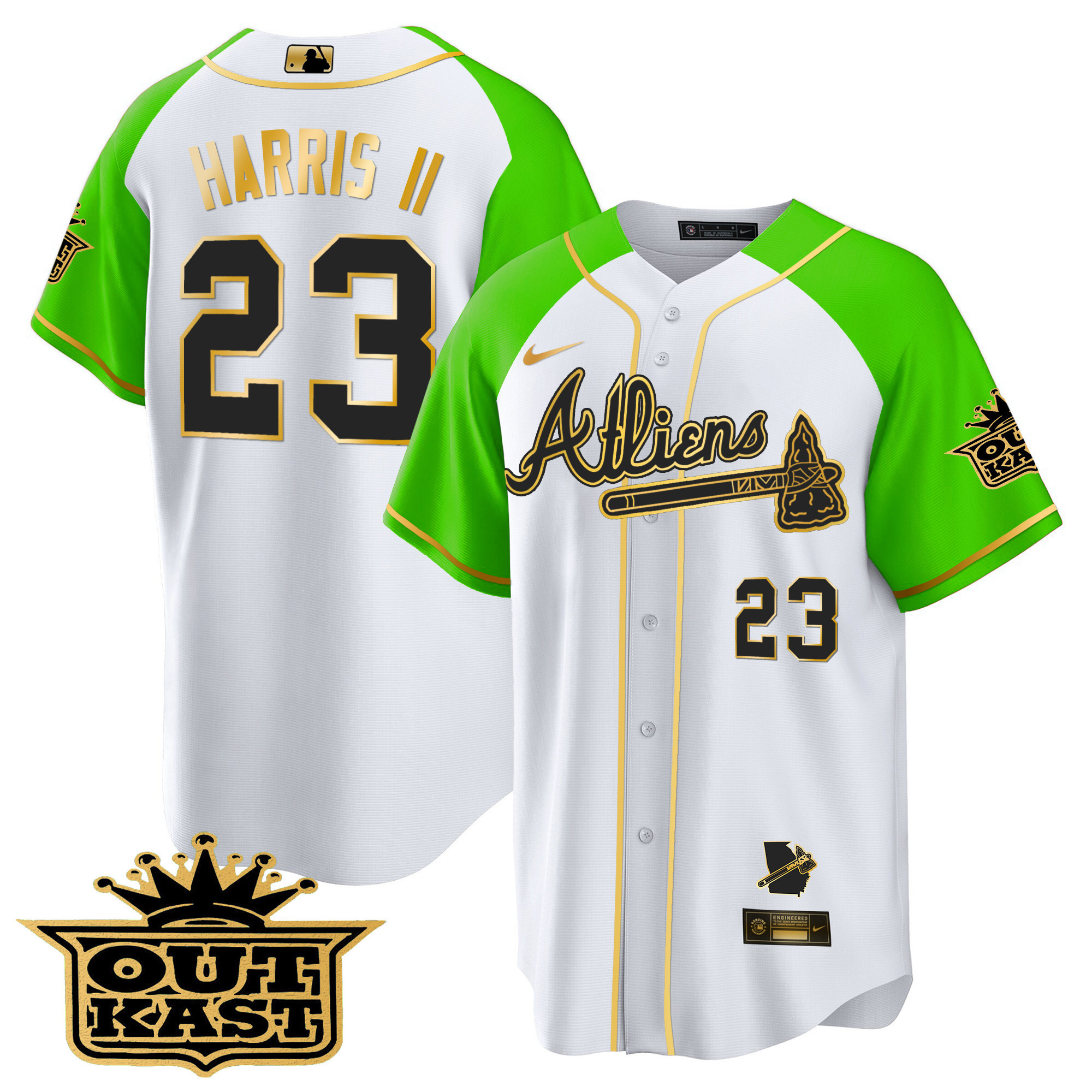 Men's Atlanta Braves Atliens Gold Alternate Cool Base Jersey - All Stitched - Image 33