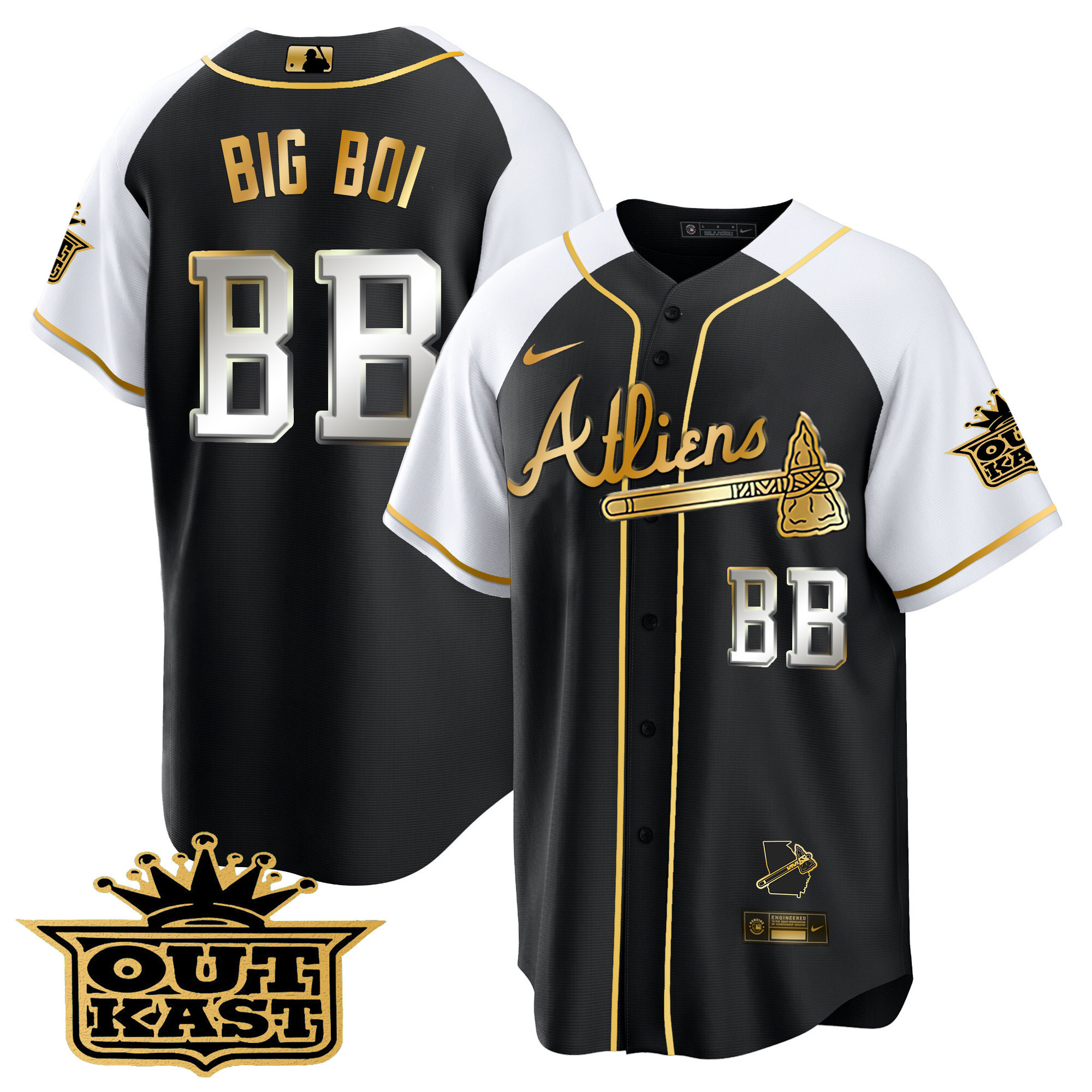Men's Atlanta Braves Atliens Gold Alternate Cool Base Jersey - All Stitched - Image 13