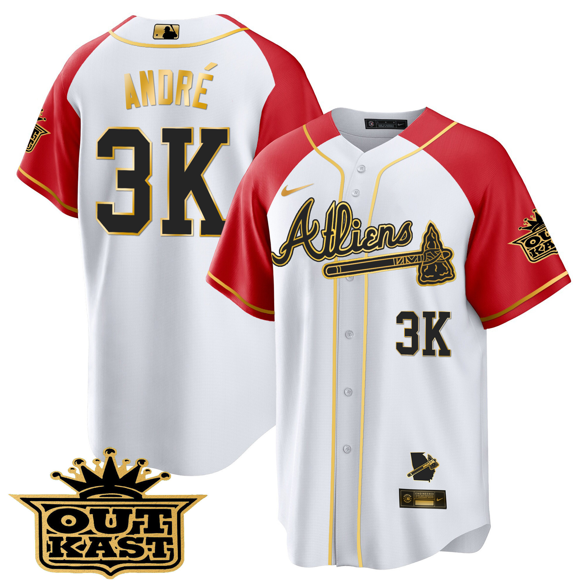 Men's Atlanta Braves Atliens Gold Alternate Cool Base Jersey - All Stitched - Image 48