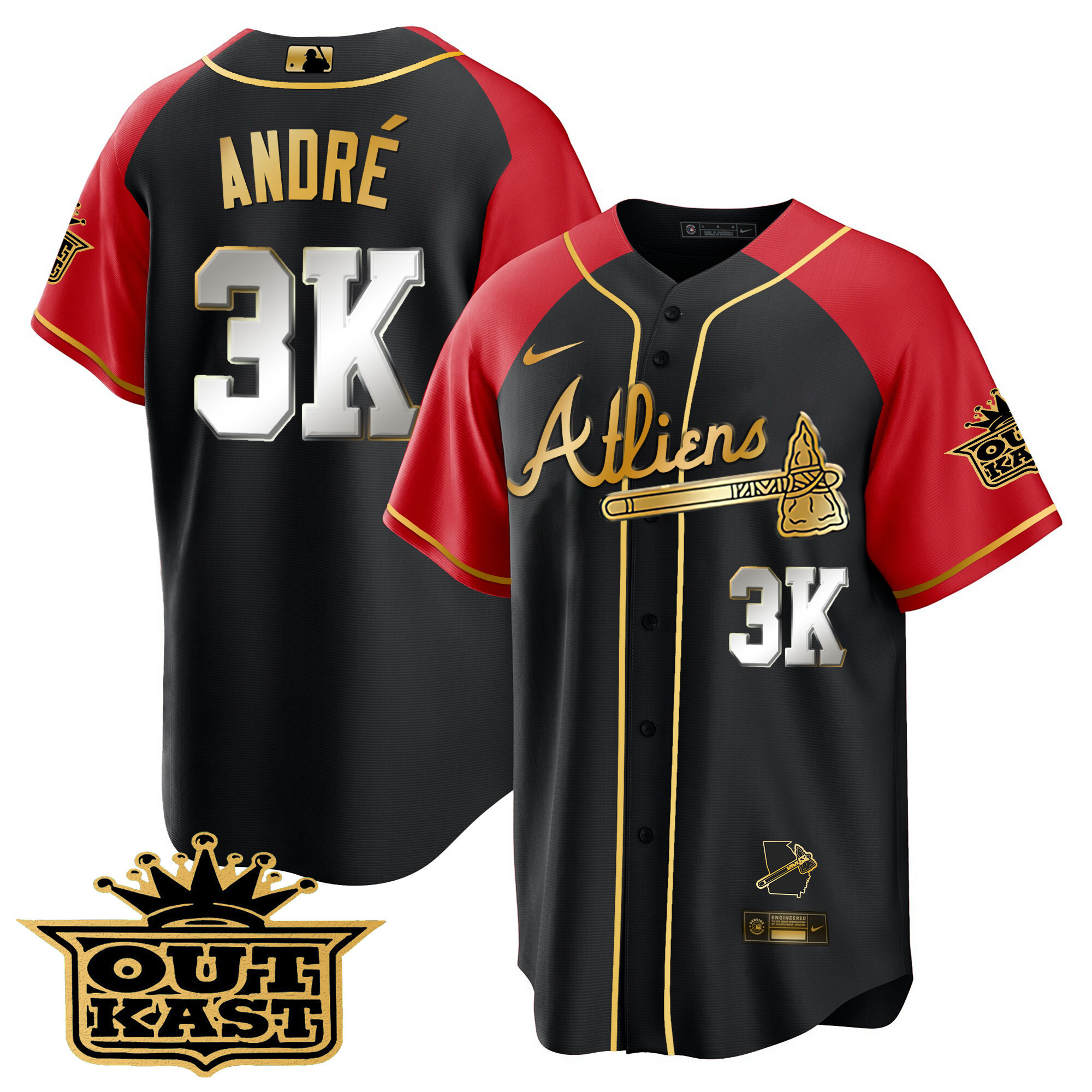 Men's Atlanta Braves Atliens Gold Alternate Cool Base Jersey - All Stitched - Image 21
