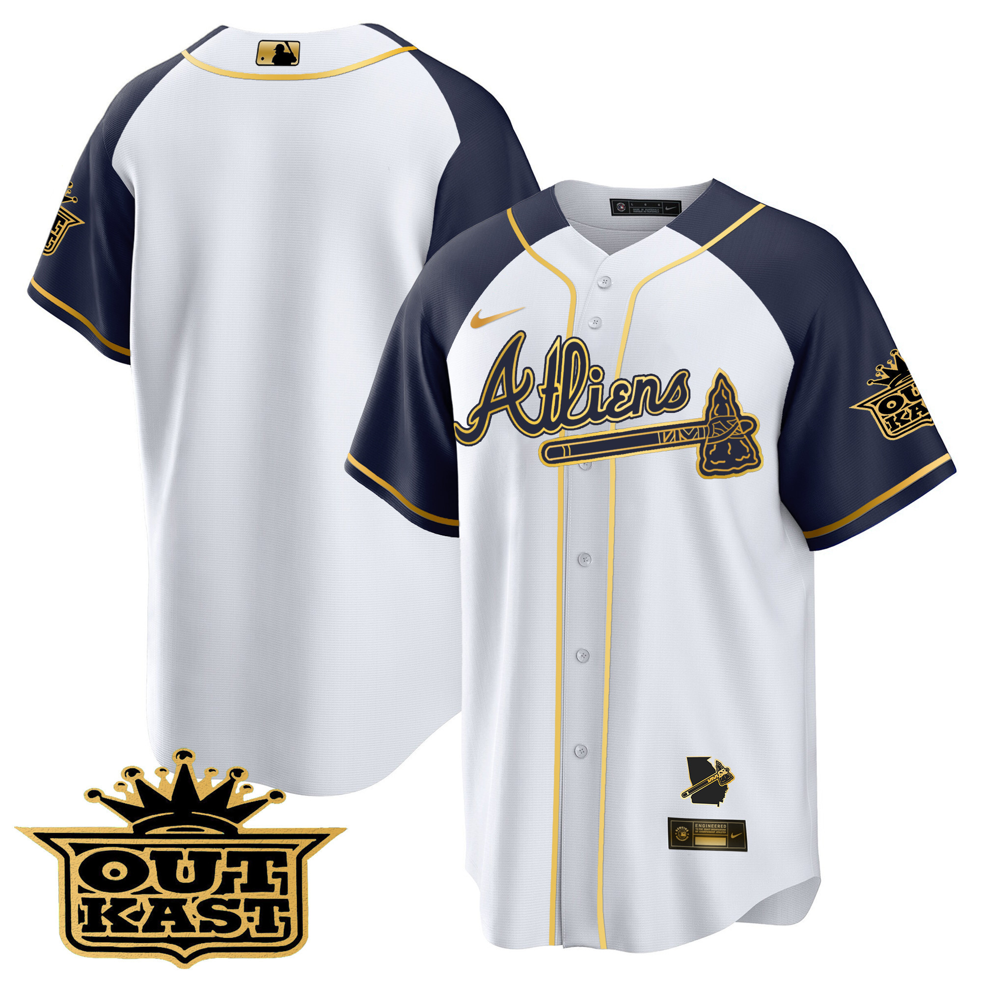 Men's Atlanta Braves Atliens Gold Alternate Cool Base Jersey - All Stitched - Image 45