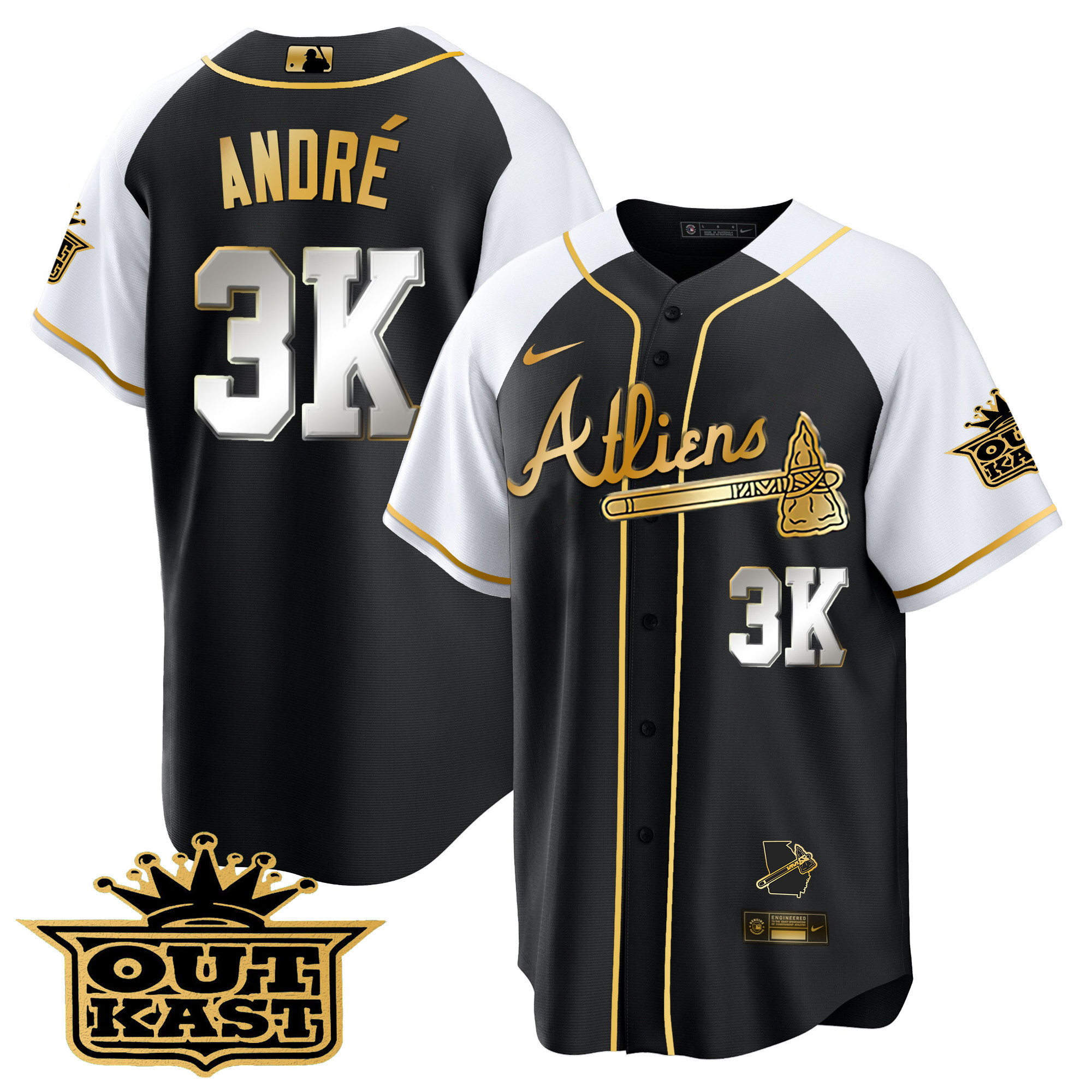 Men's Atlanta Braves Atliens Gold Alternate Cool Base Jersey - All Stitched - Image 12