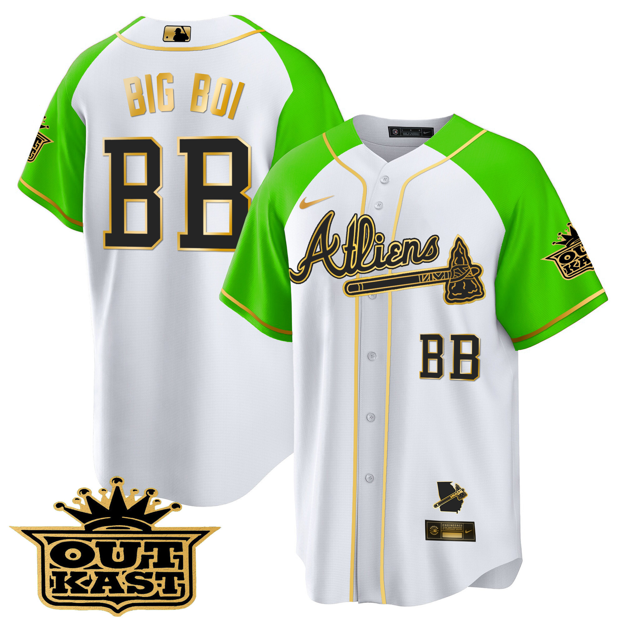 Men's Atlanta Braves Atliens Gold Alternate Cool Base Jersey - All Stitched - Image 31
