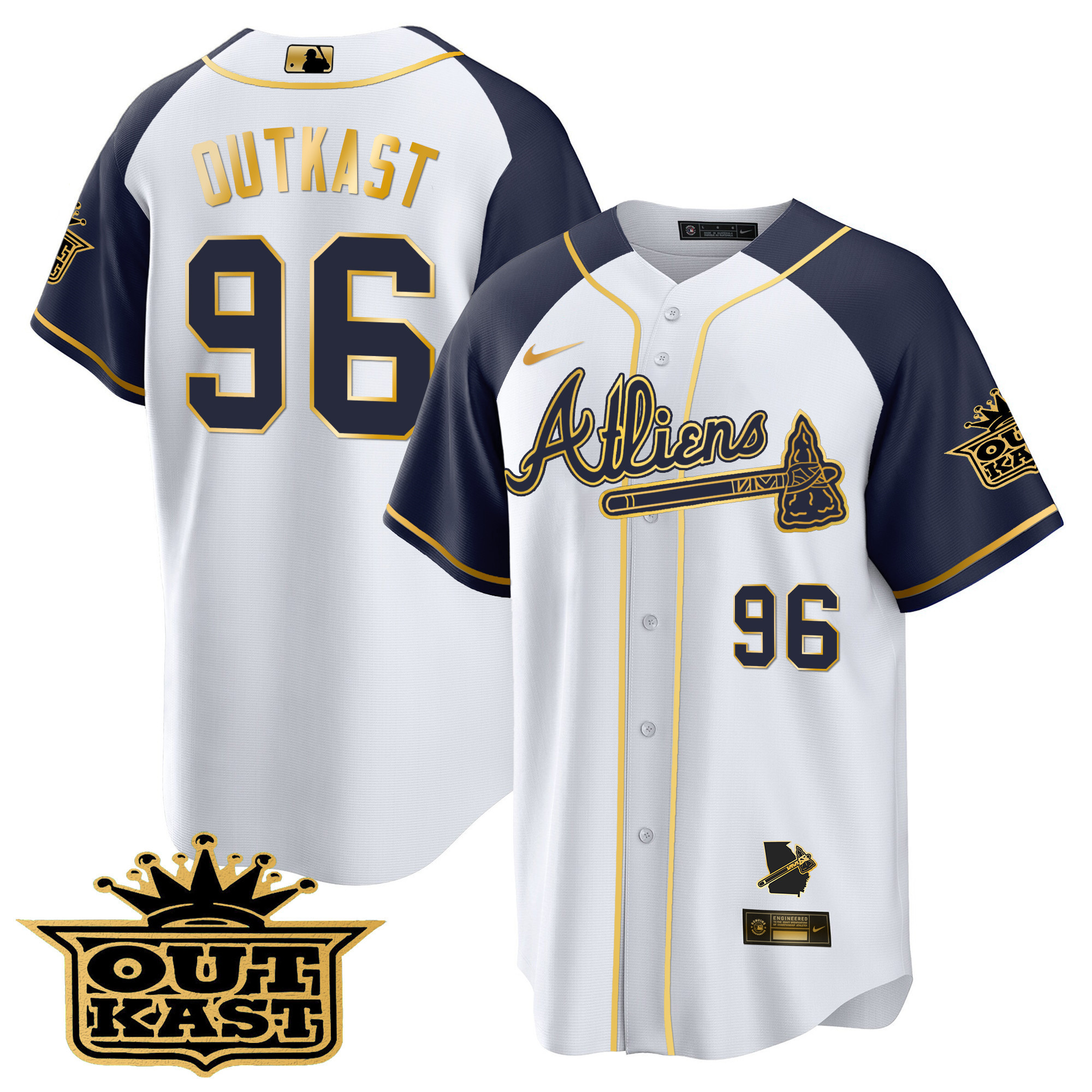 Men's Atlanta Braves Atliens Gold Alternate Cool Base Jersey - All Stitched - Image 38