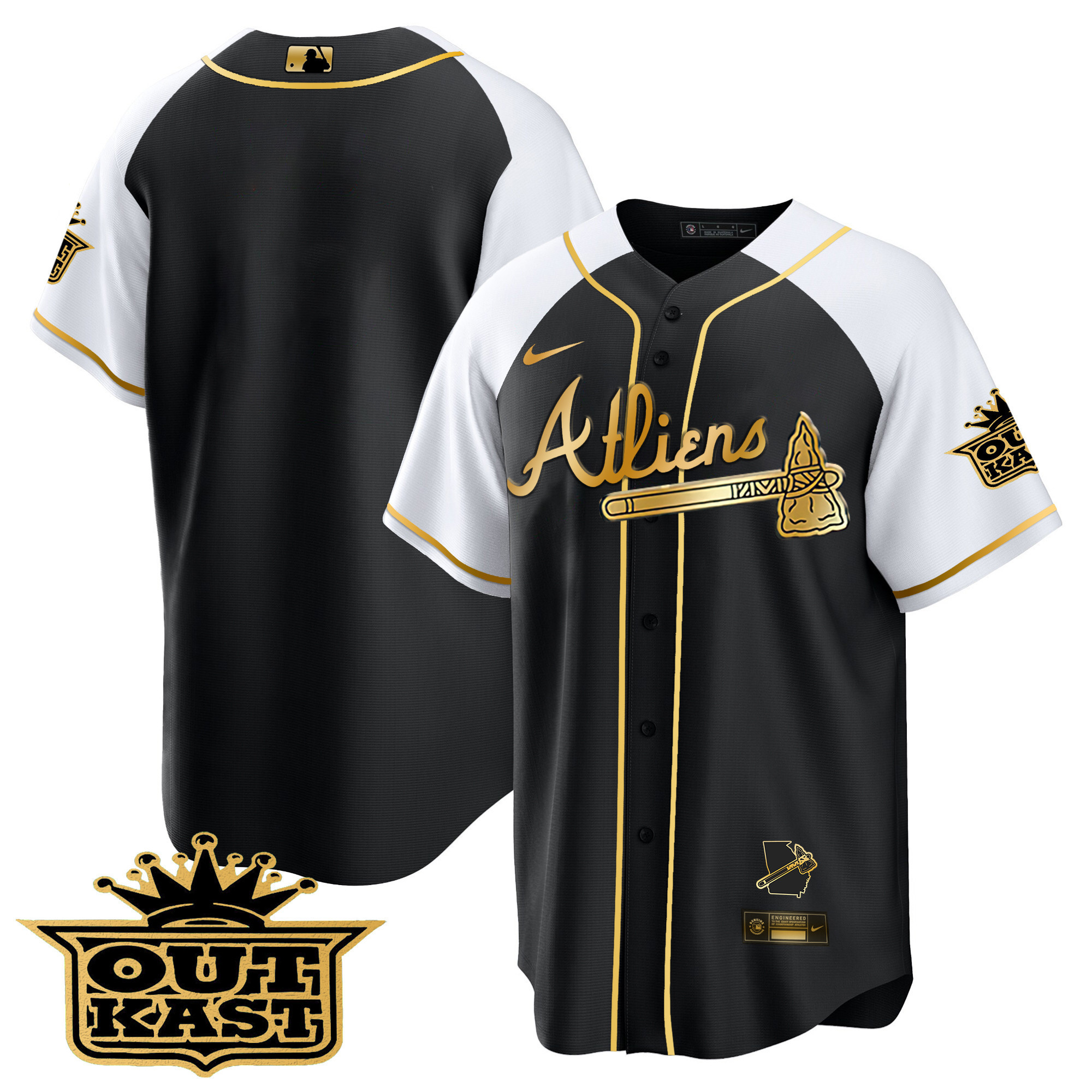 Men's Atlanta Braves Atliens Gold Alternate Cool Base Jersey - All Stitched - Image 18
